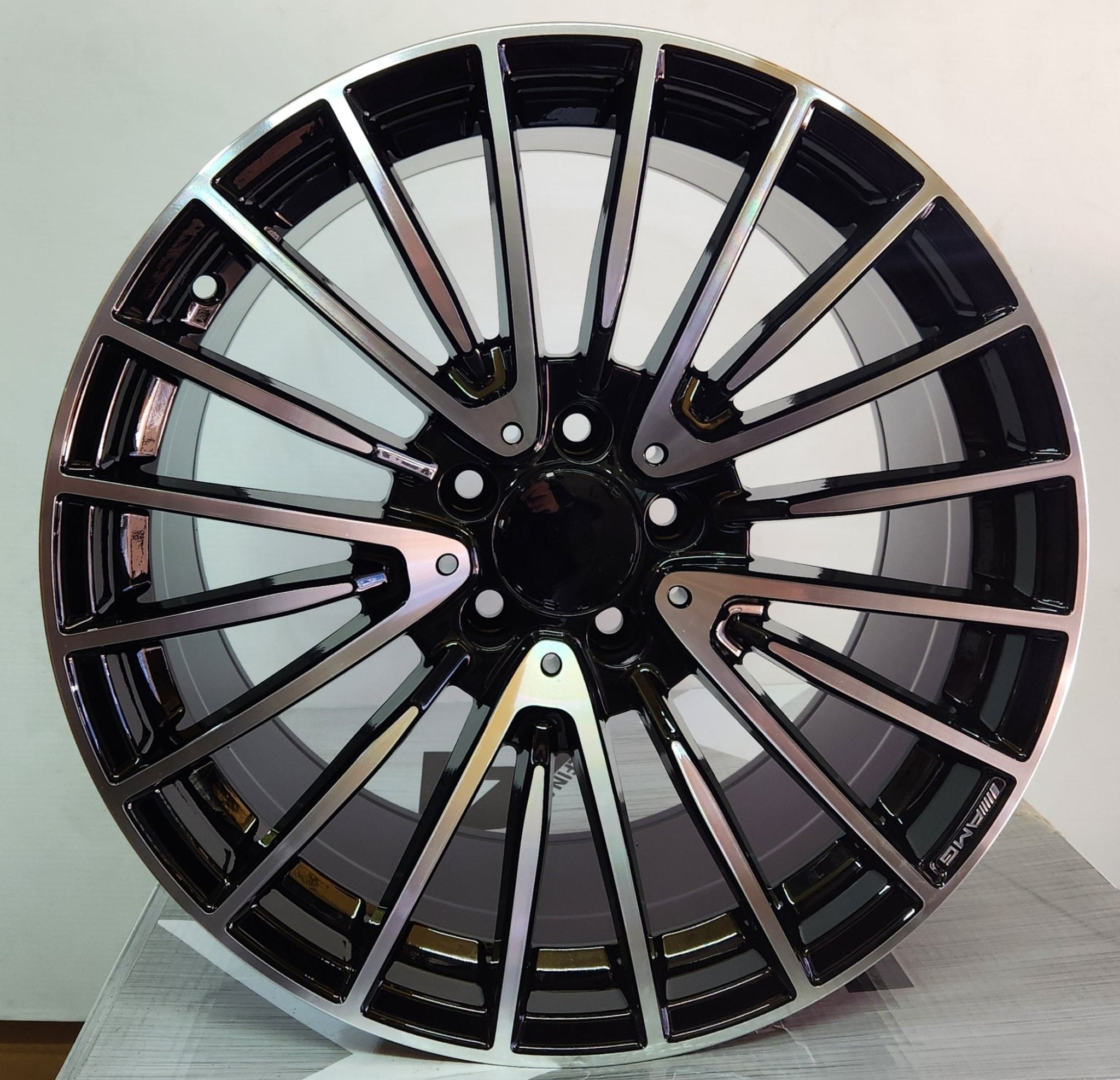BC8337F POSEIDON STYLE 18x9.5 5x112 FLOW FORM GLOSS BLACK MACHINED FACE (STAGGERED)