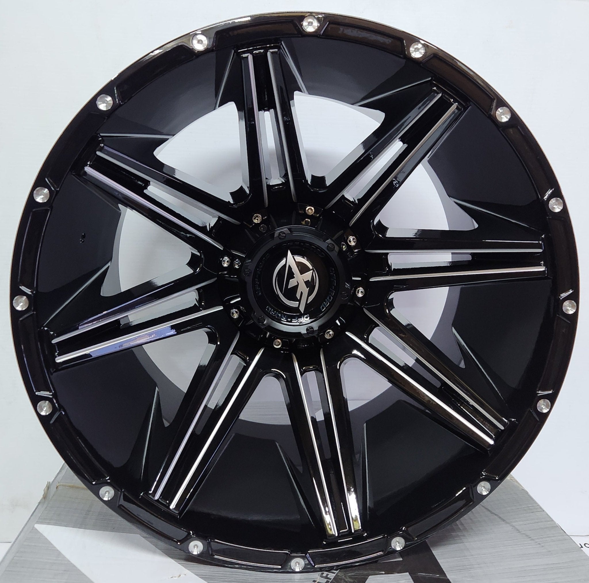XF220 20x12 5x127 / 5x114.3 BLACK MILLING SPOKE AND SILVER DOTS