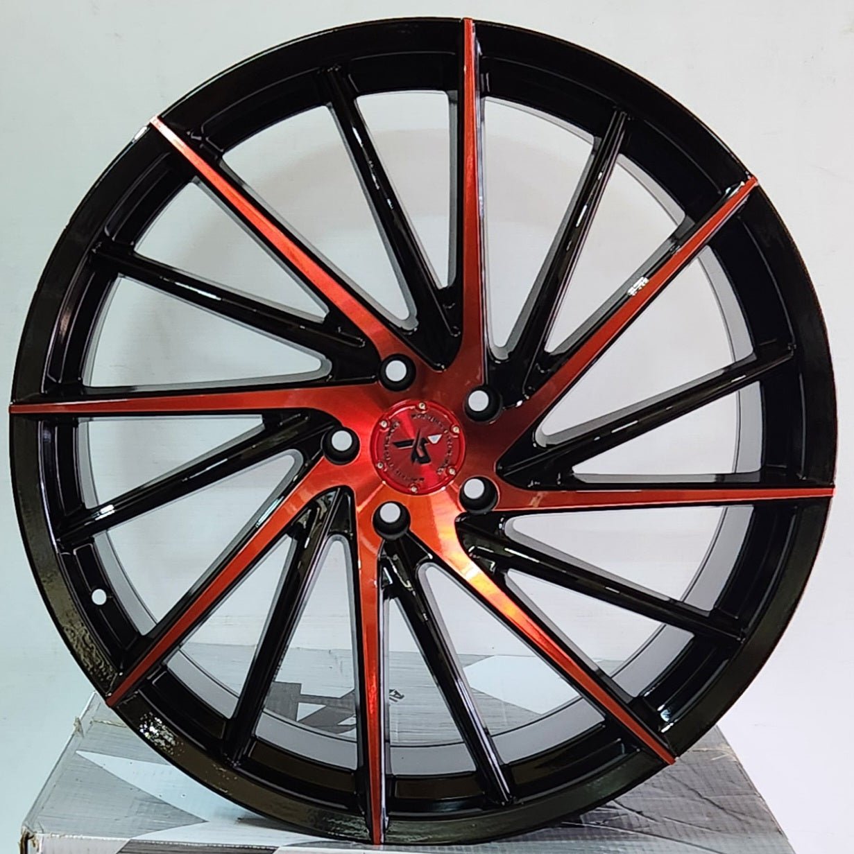 IMPACT RACING 608 22X9 5X114.3-GLOSS BLACK WITH RED FACE