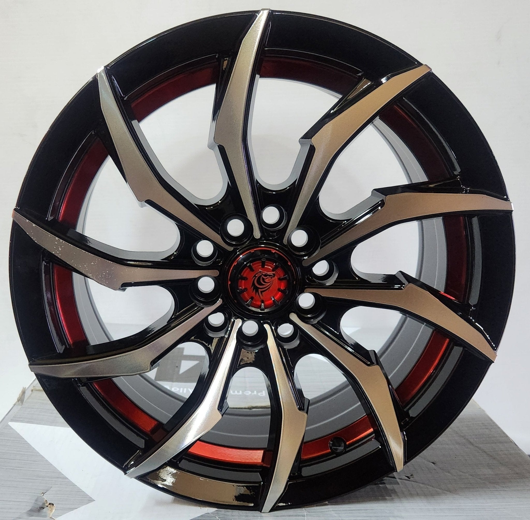 RAPIDASH RD16 15x6.5 5x100 / 5x114.3 GLOSS BLACK MACHINED FACE RED UNDER CUT