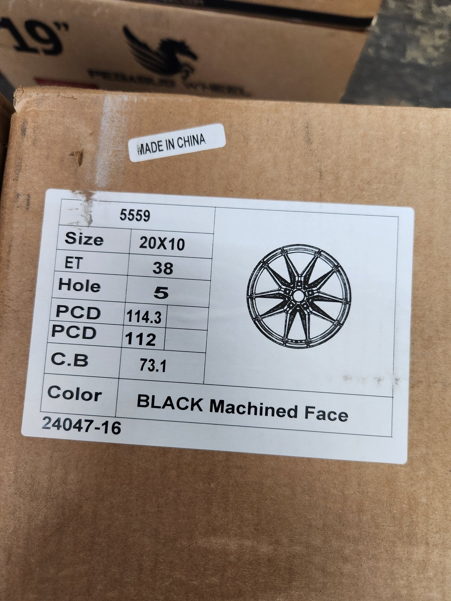 PEGASUS-5559 Si-04 AF-04 20x10 5x112 / 5x114.3 GLOSS BLACK MACHINE FACE