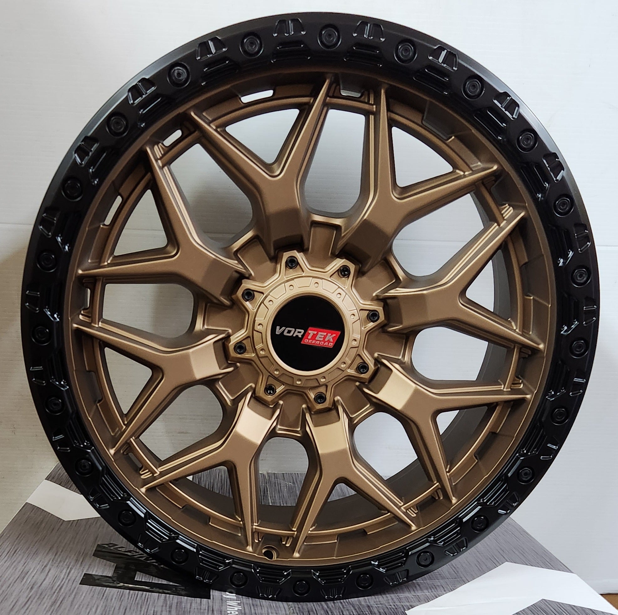 VORTEK VRT-603 20x9.5 8x165-8x180 BLANK MATTE BRONZE BLACK BEAD RING