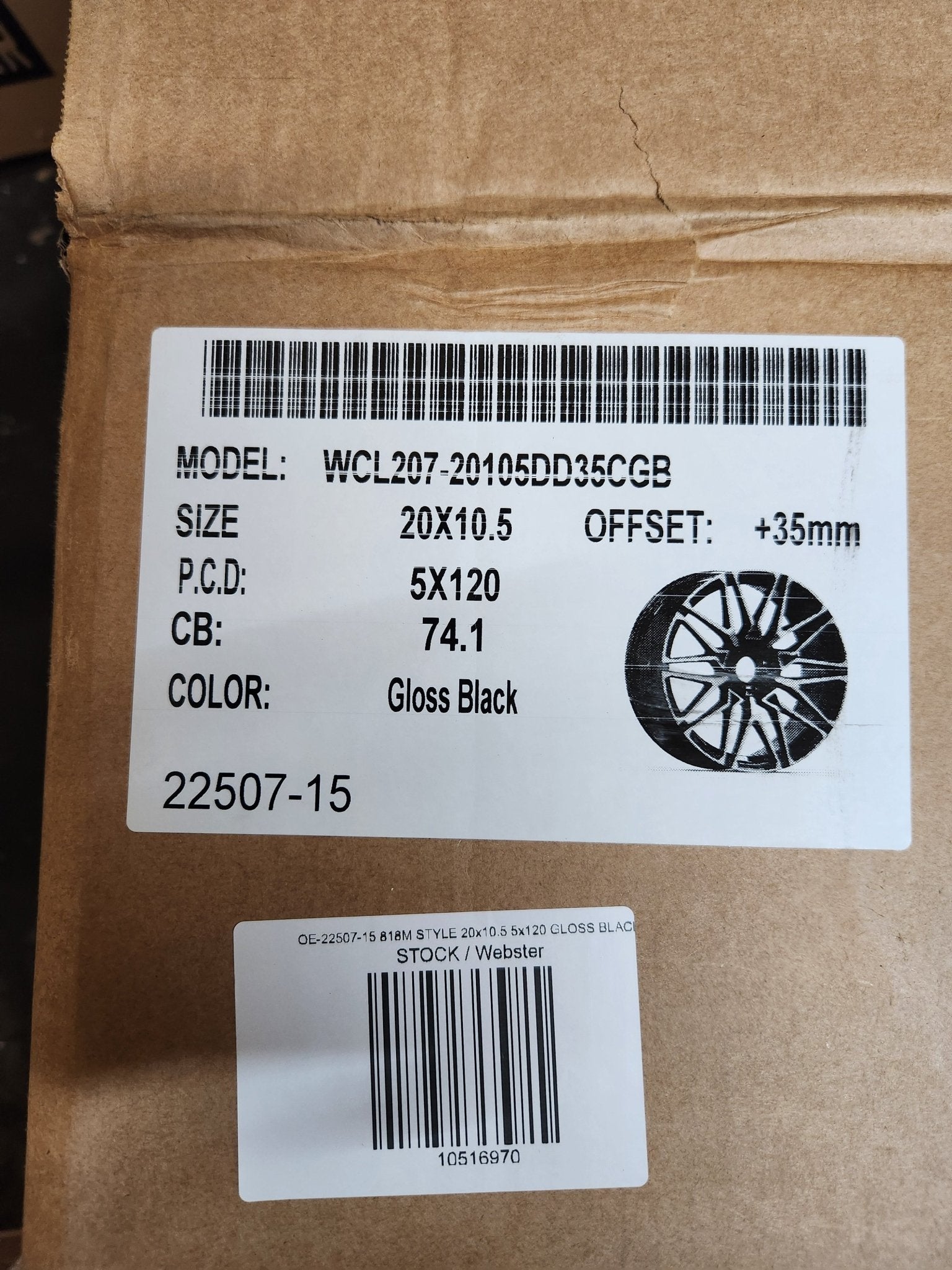 WCL207-15 818M STYLE 20x10.5 5x120 GLOSS BLACK