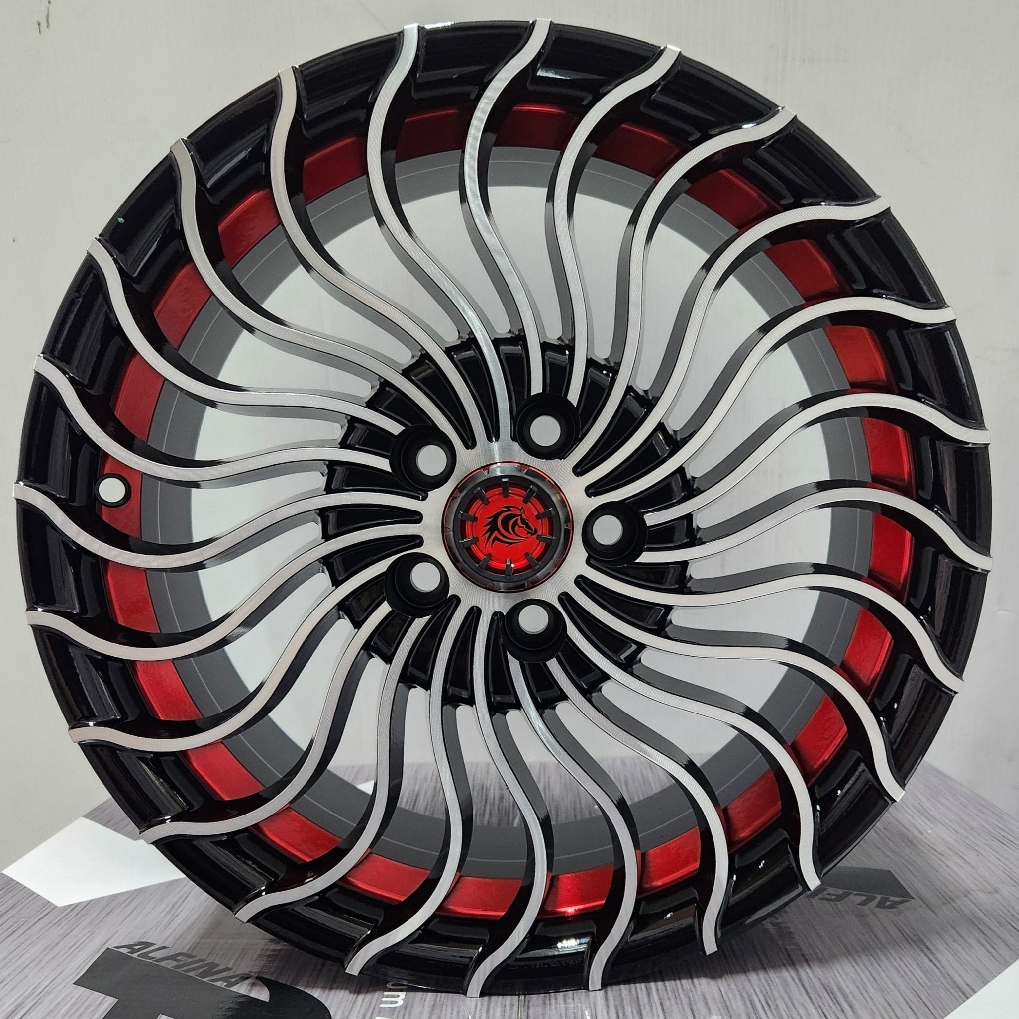 RAPIDASH PW-RD36 16x6.5 5x4.5 PIANO BLACK MF RED