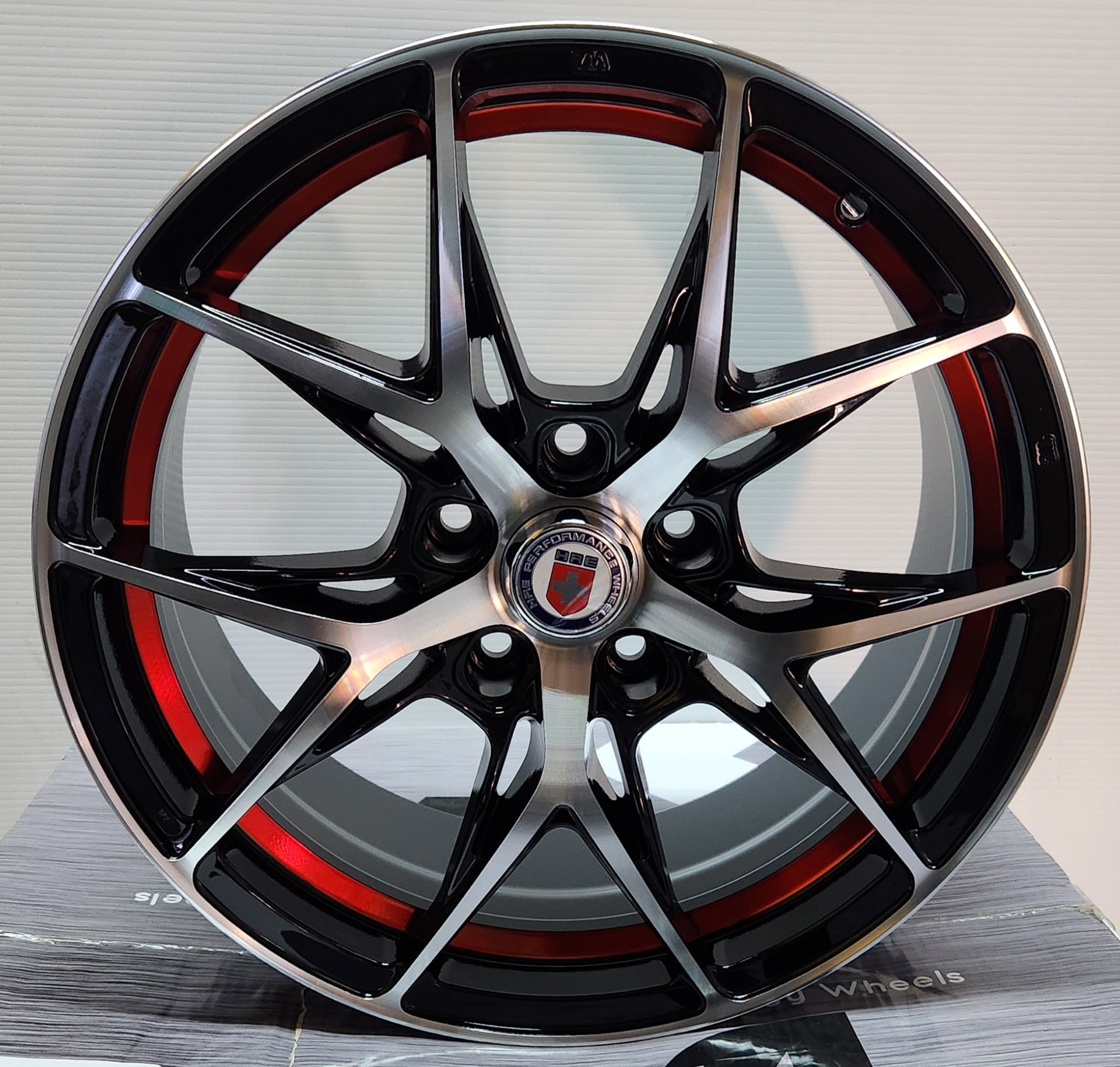 MD751 17x7.5 5x114.3 GLOSS BLACK MACHINE FACE RED UNDER CUT