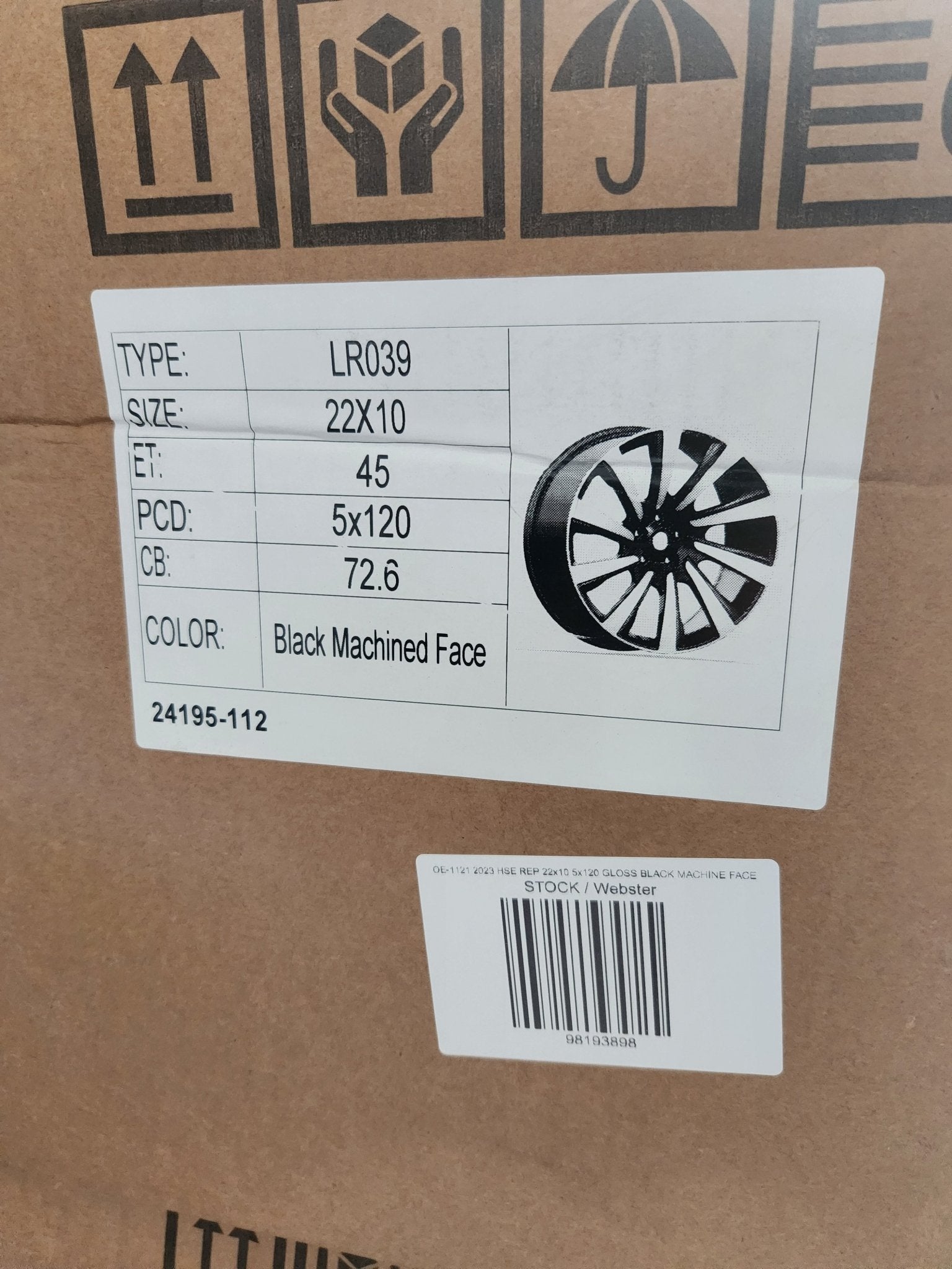 OE-1121 2023 HSE REP 22x10 5x120 GLOSS BLACK MACHINE FACE