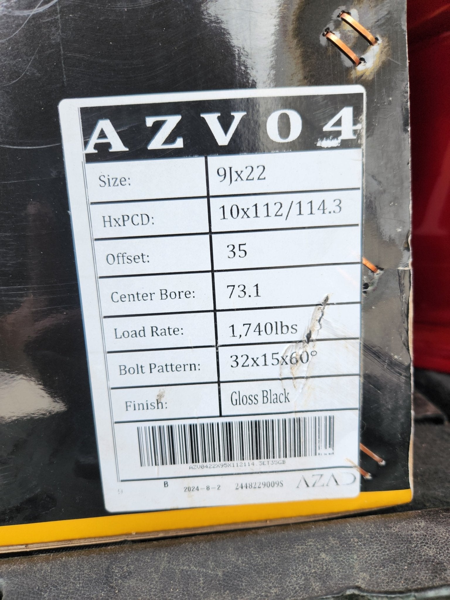 AZAD AZV04 22X9 5X112 5X114.3 GLOSS BLACK