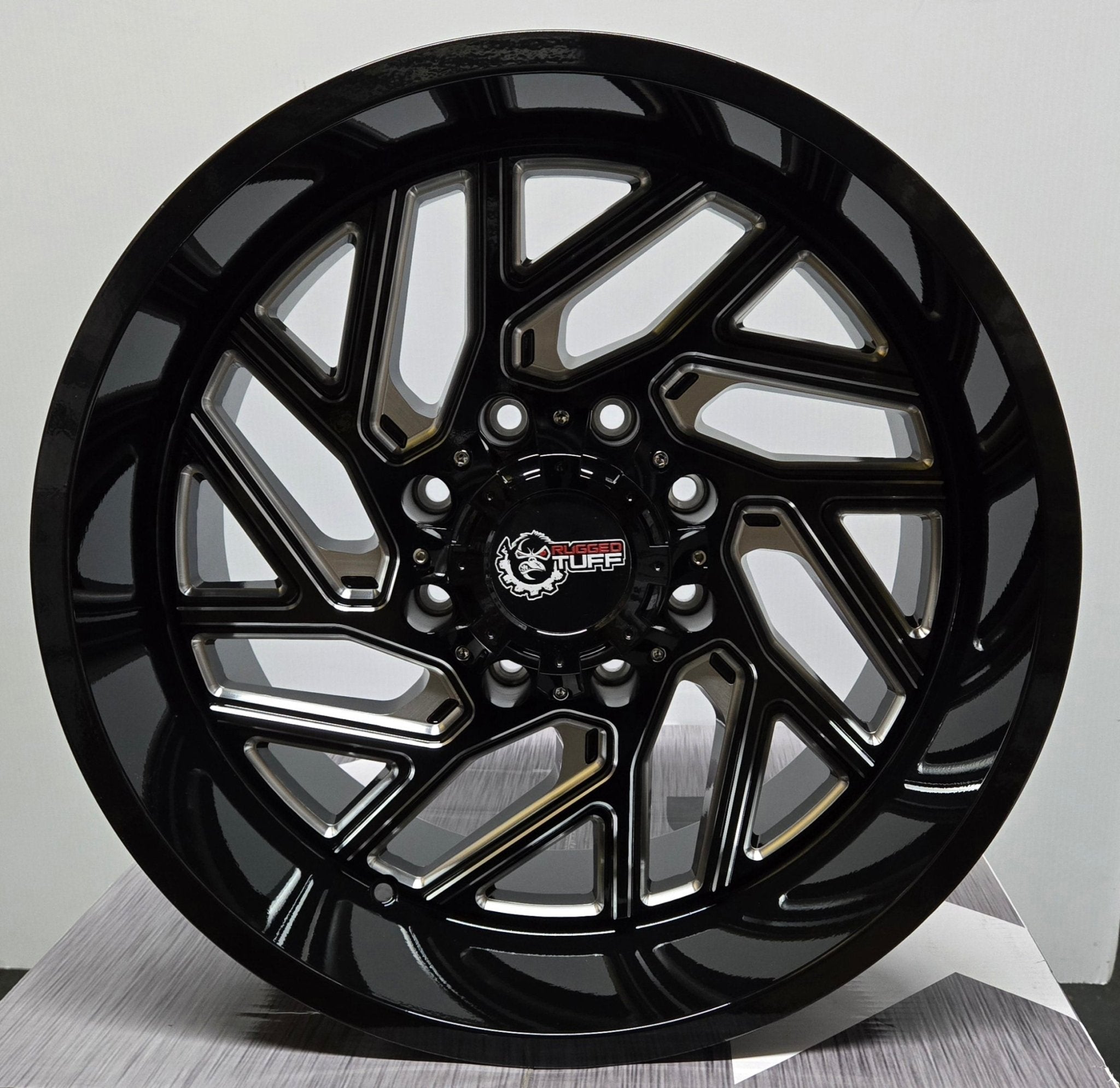 RUGGED TUFF RT828 20x10 8x170 GLOSS BLACK W/MACHINED MILLING WINDOW