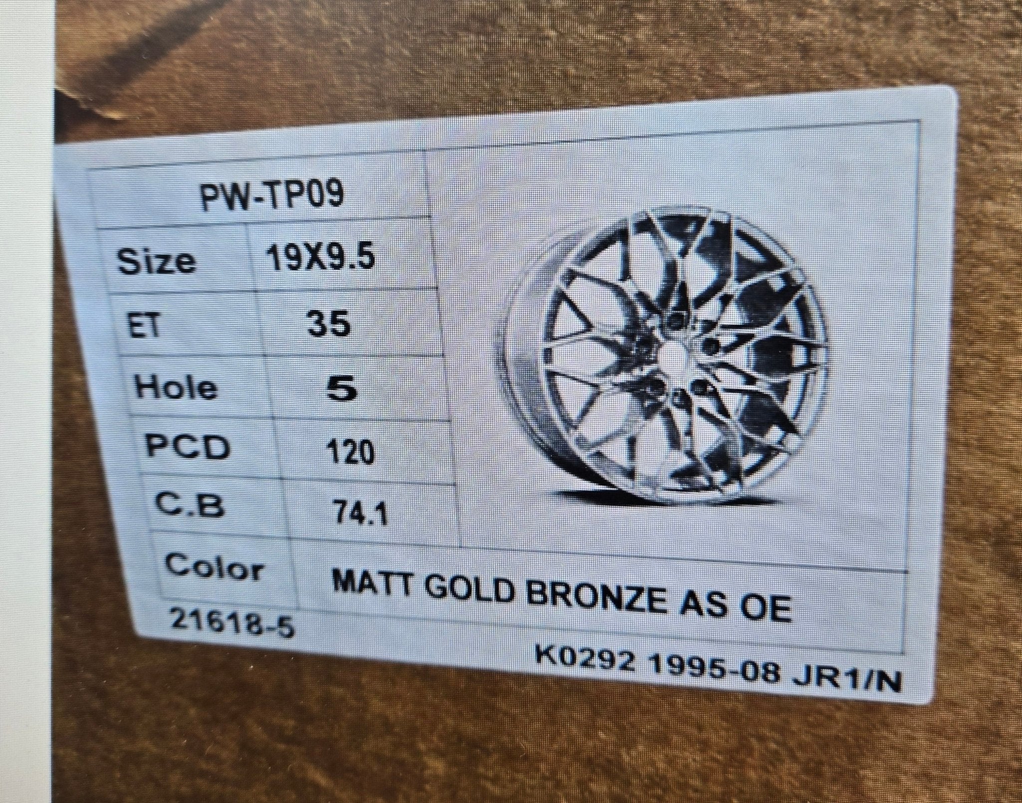 OE-216185 19x9.5 5x120 MATTE BRONZE