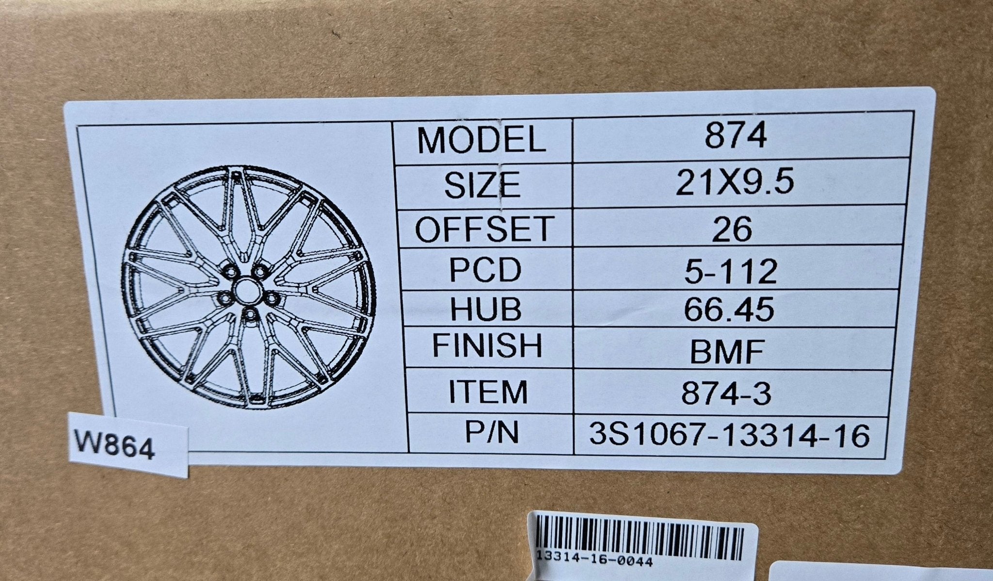 W864 21X9.5 5X112 BLACK MACHINED FACE