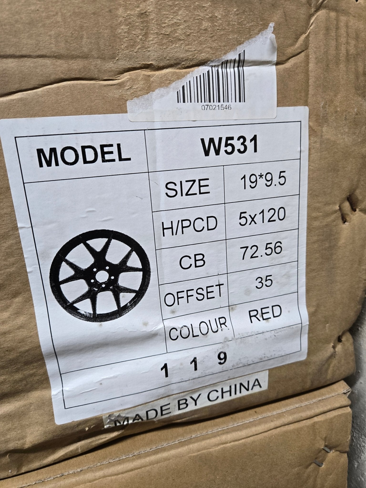 W531 19X9.5 5X120 RED