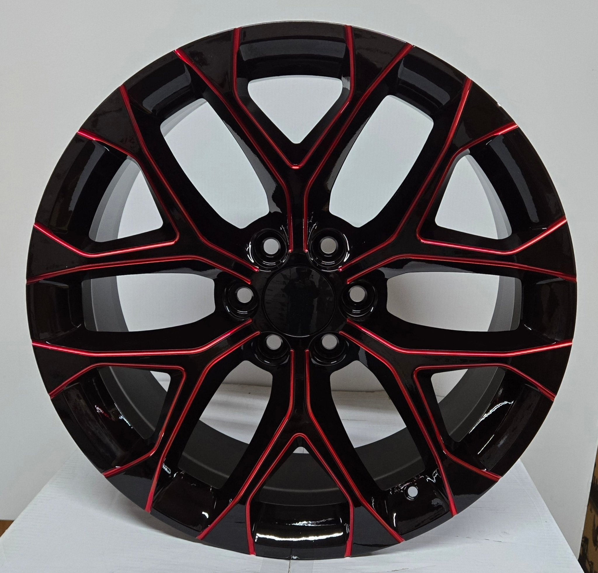 SNOWFLAKE F7359 22x9 6x139.7 GLOSS BLACK RED MILLING SPOKES
