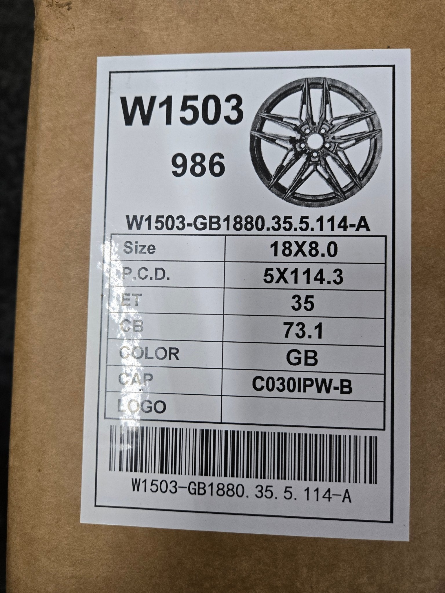 W1503 18X8.0 5X114.3 GLOSS BLACK