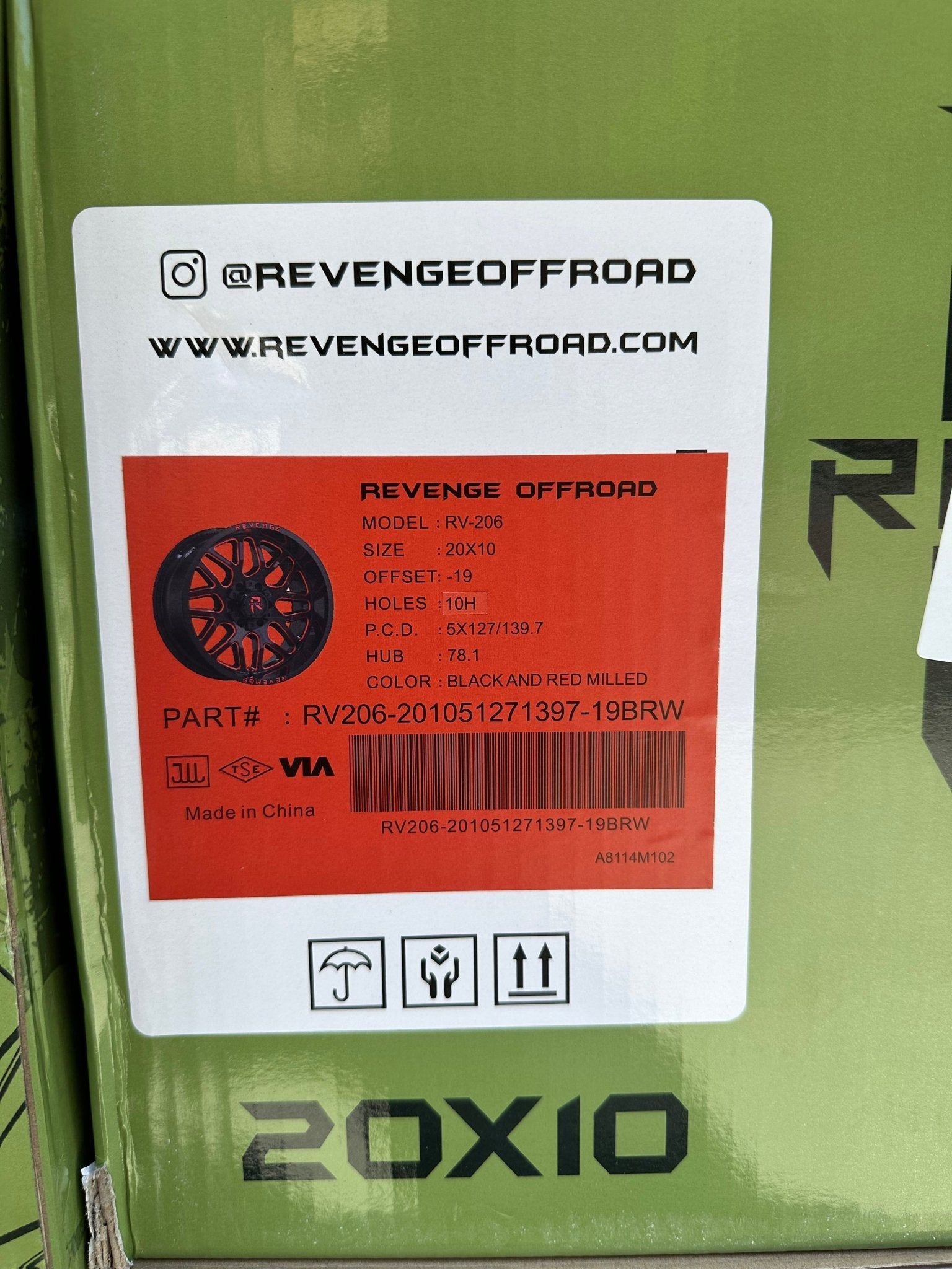 REVENGE RV-206 20X10 5x127 / 5x139.7 BLACK RED MILLED