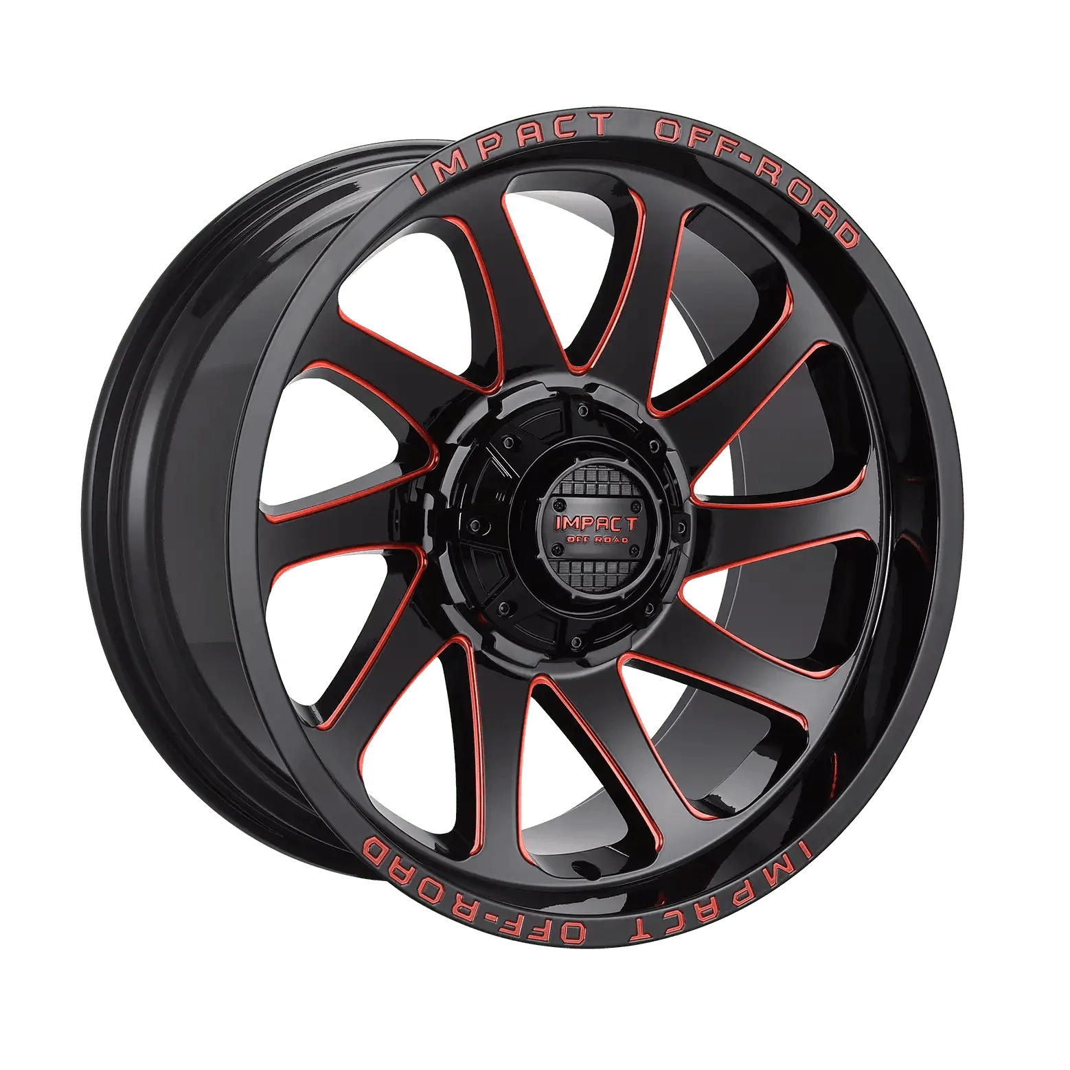 IMPACT OFF ROAD 825 20X10 6X135- 6X5.5 PIANO BLACK WITH RED MILLING WINDOWS