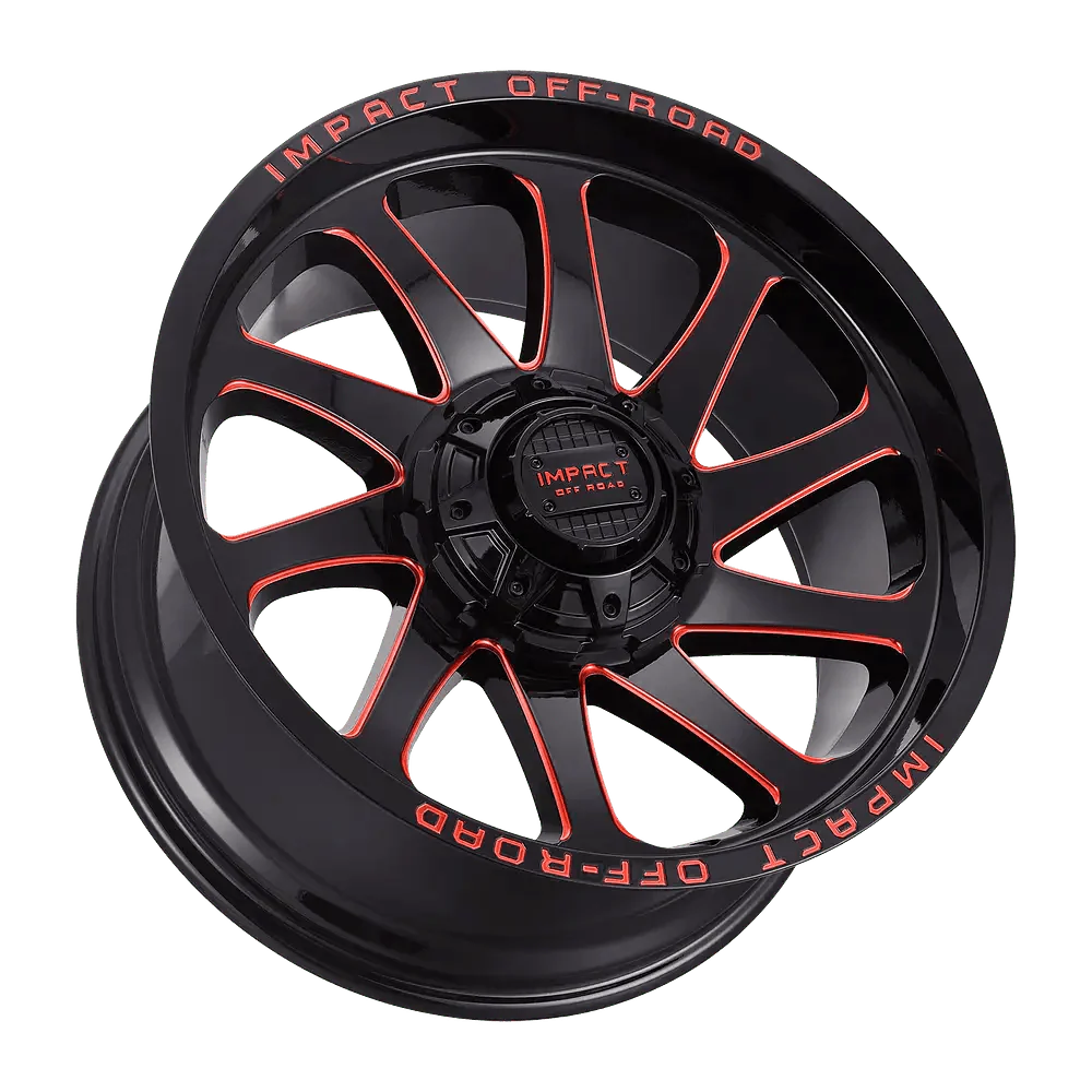 IMPACT OFF ROAD 825 20X10 6X135- 6X5.5 PIANO BLACK WITH RED MILLING WINDOWS