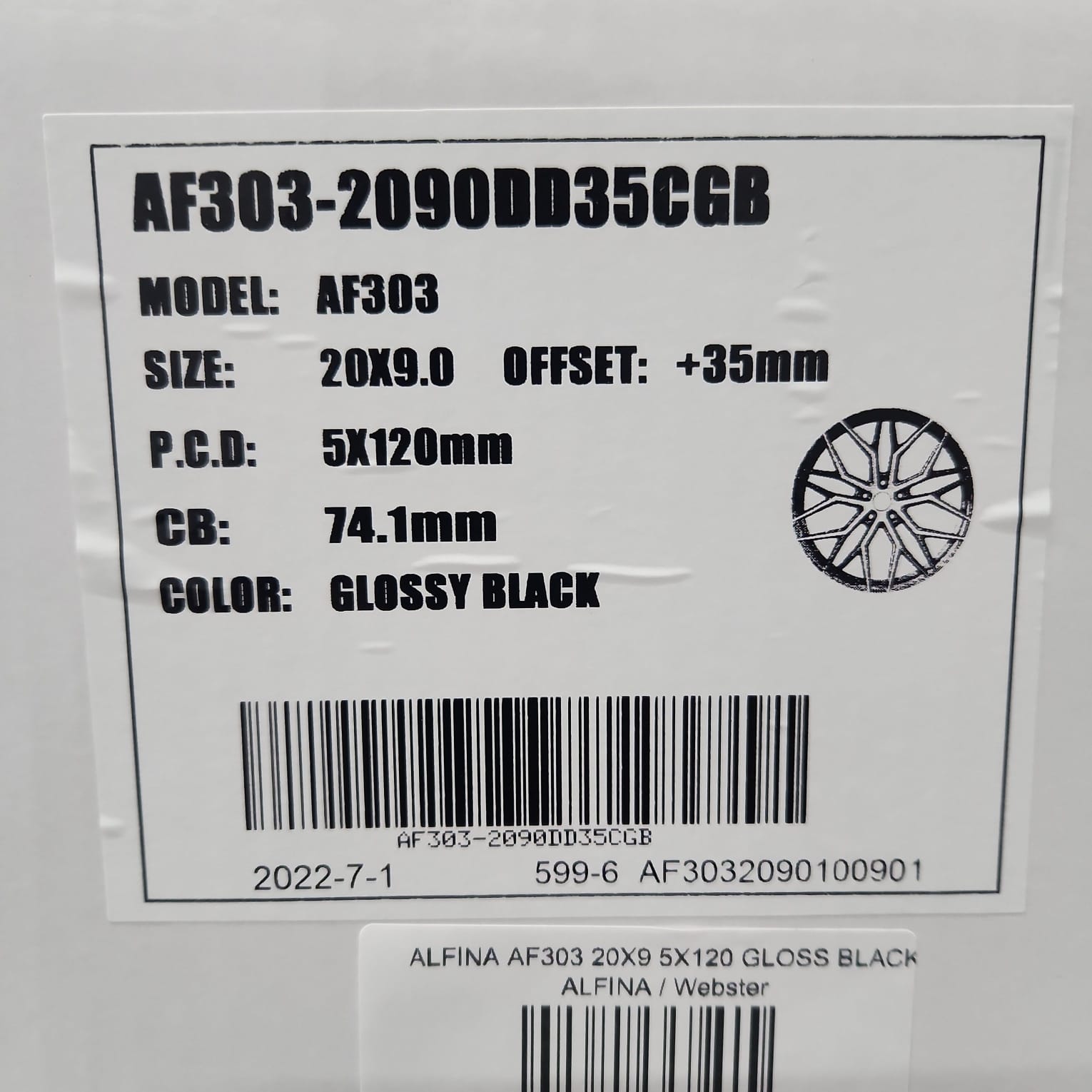 ALFINA AF303 20X9 5X120 GLOSS BLACK