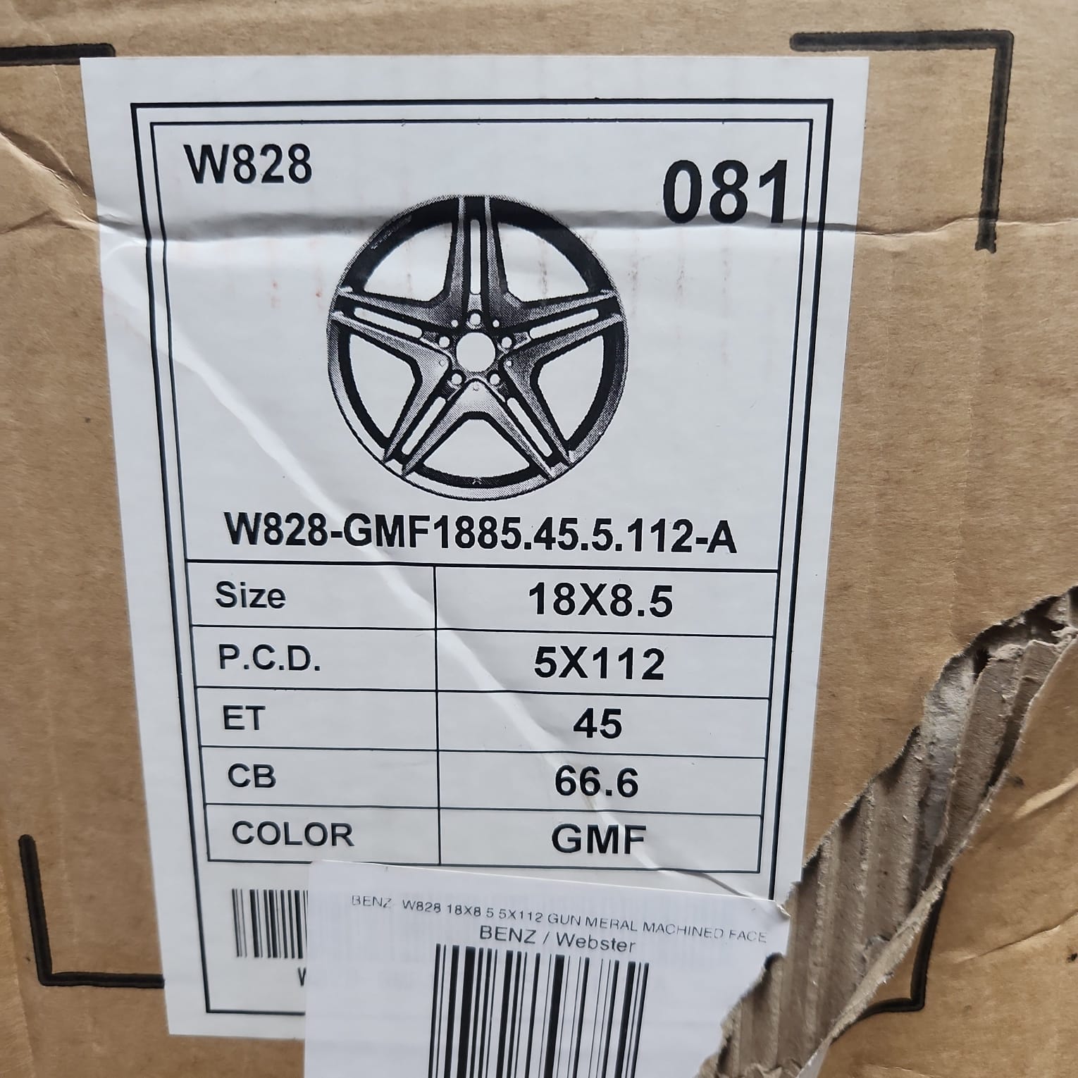 WHEELS - W828 18X8.5 5X112 GUN MERAL MACHINED FACE