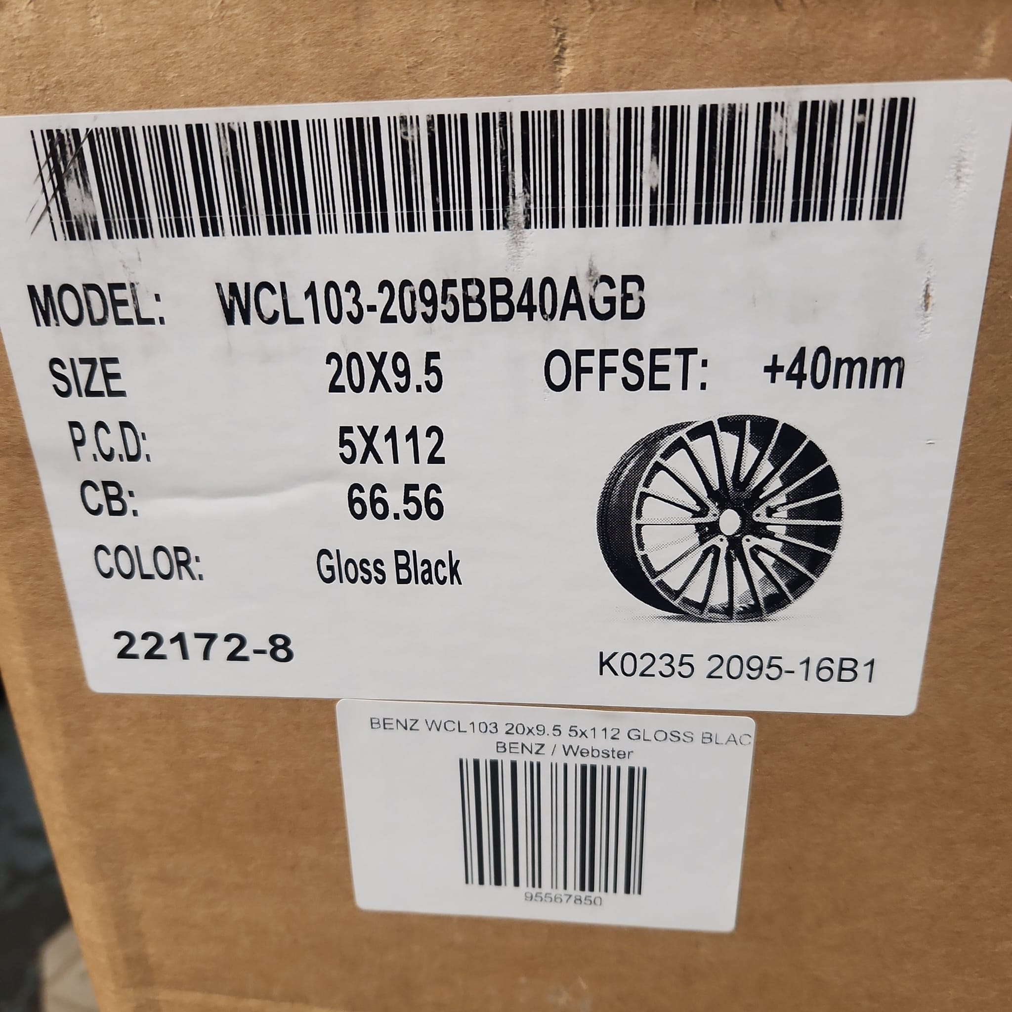 WCL103 WHEELS 20x9.5 5x112 GLOSS BLACK