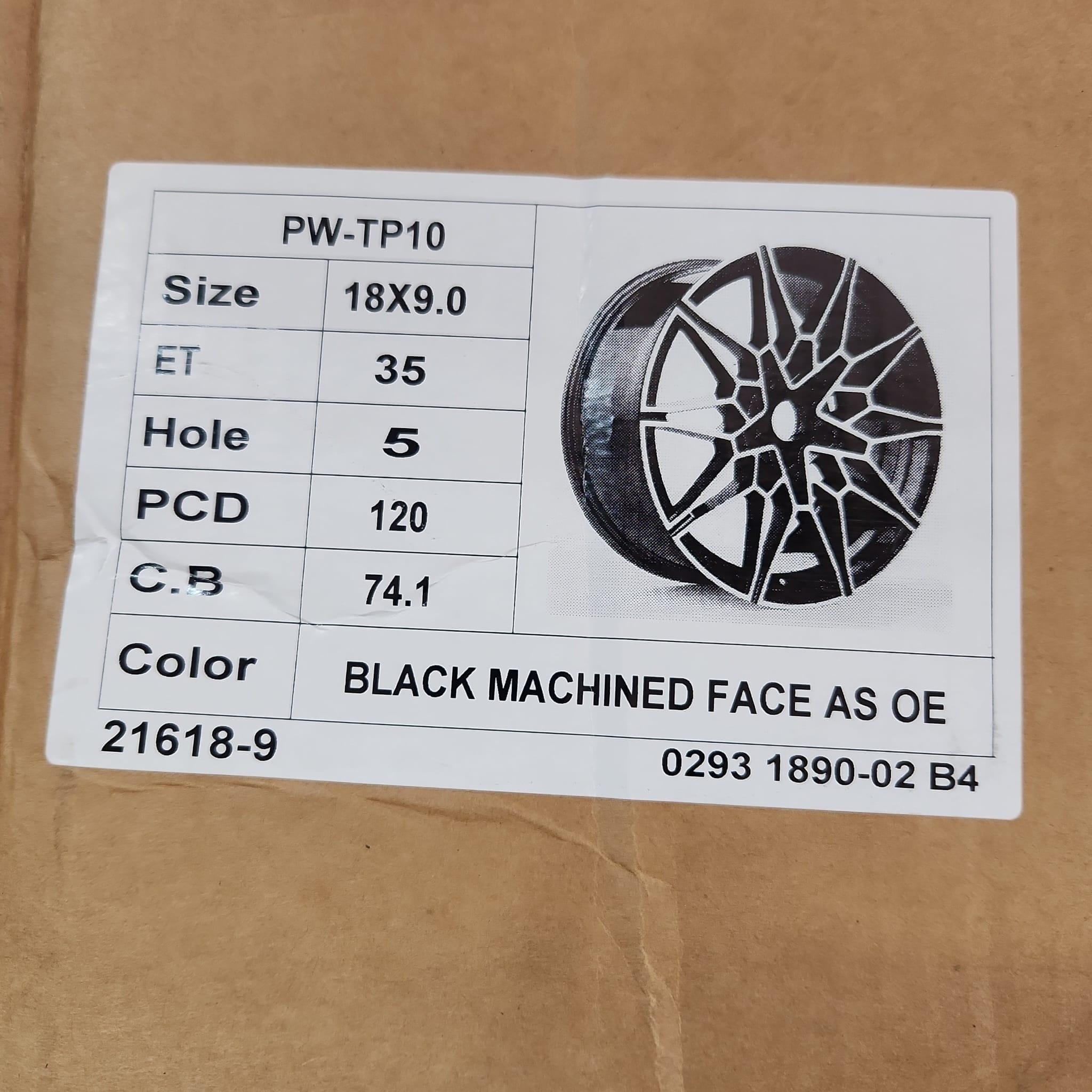 PW-TP10 WHEELS 18X9 5x120 BLACK MACHINE FACE