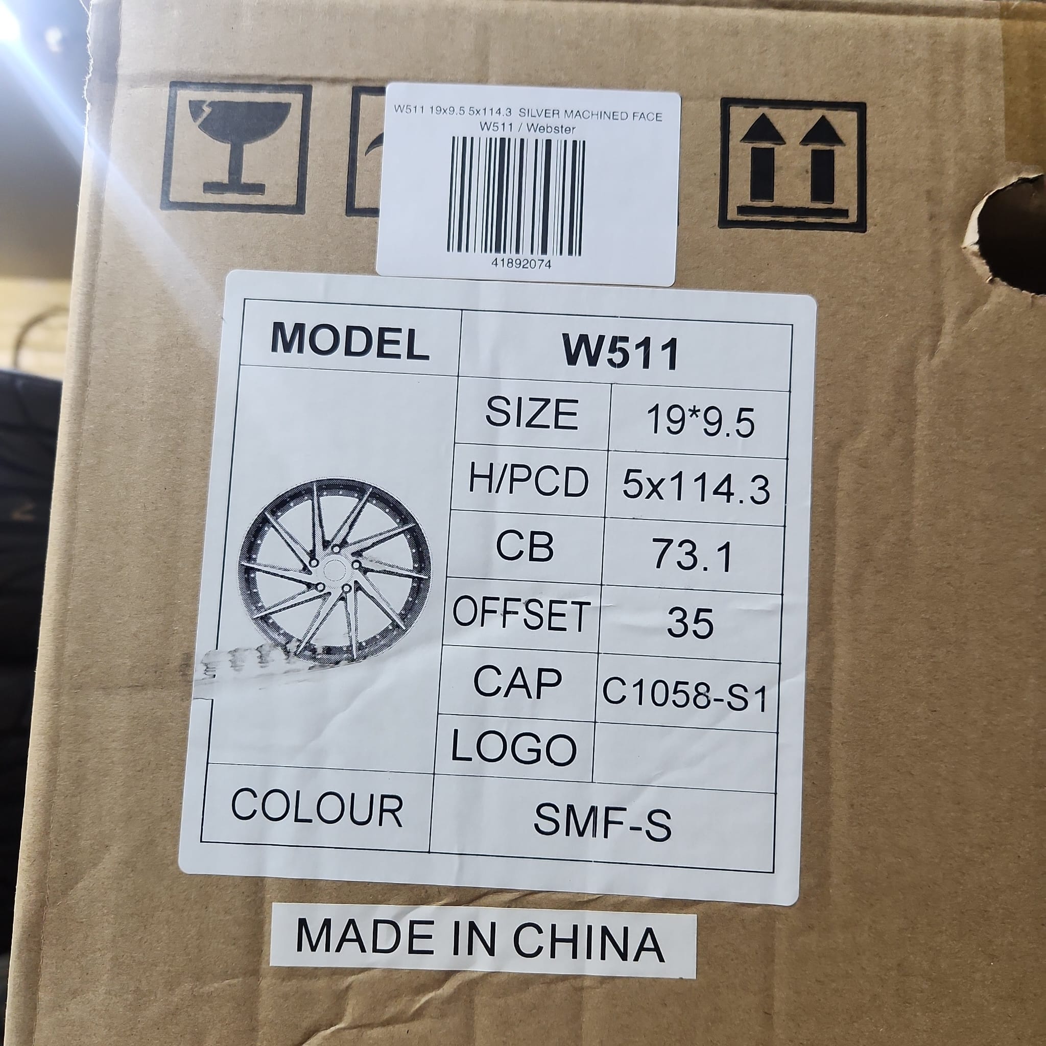 W511 19x9.5 5x114.3 SILVER MACHINED FACE