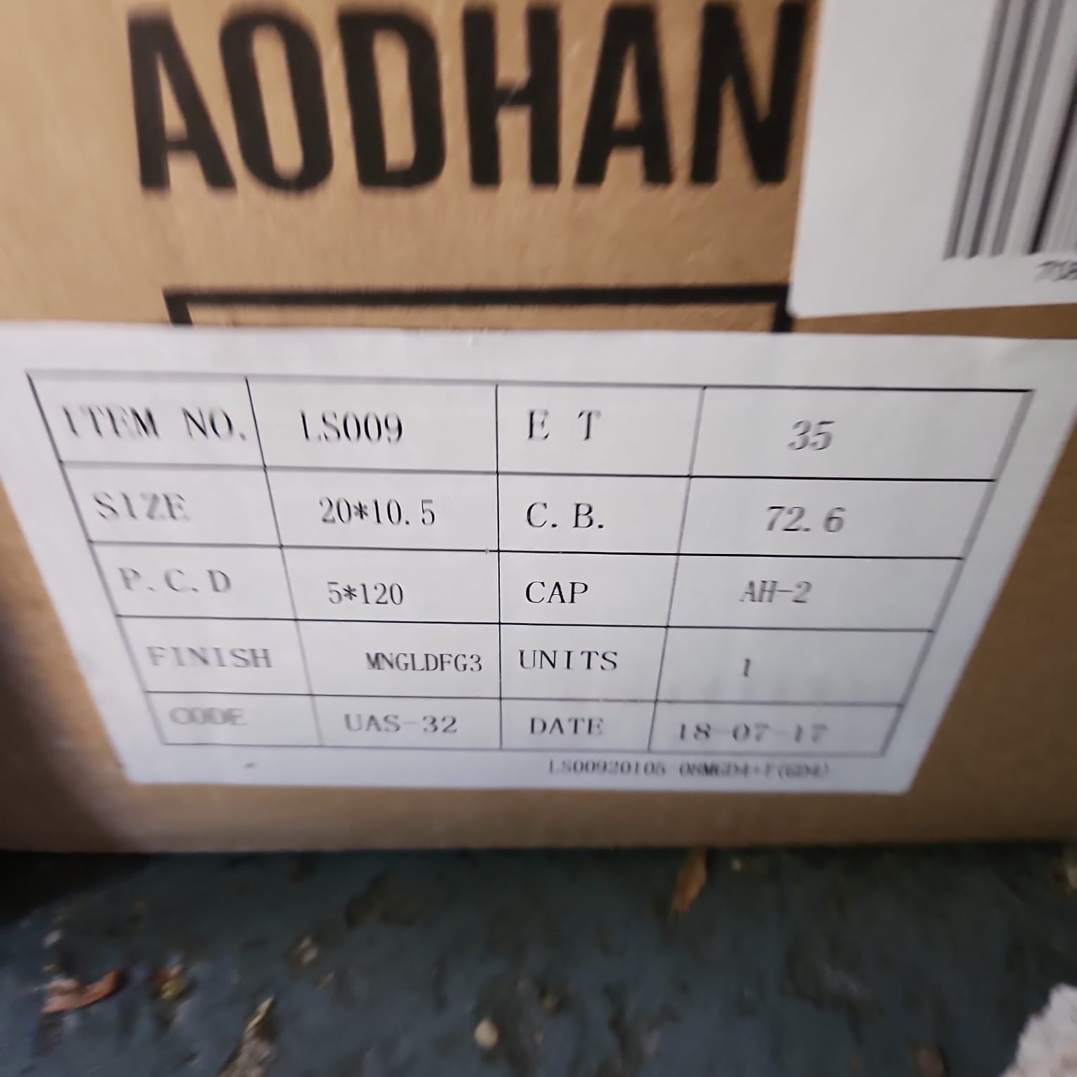 AODHAN-LS009 20X10.5 5X114.3 GOLD