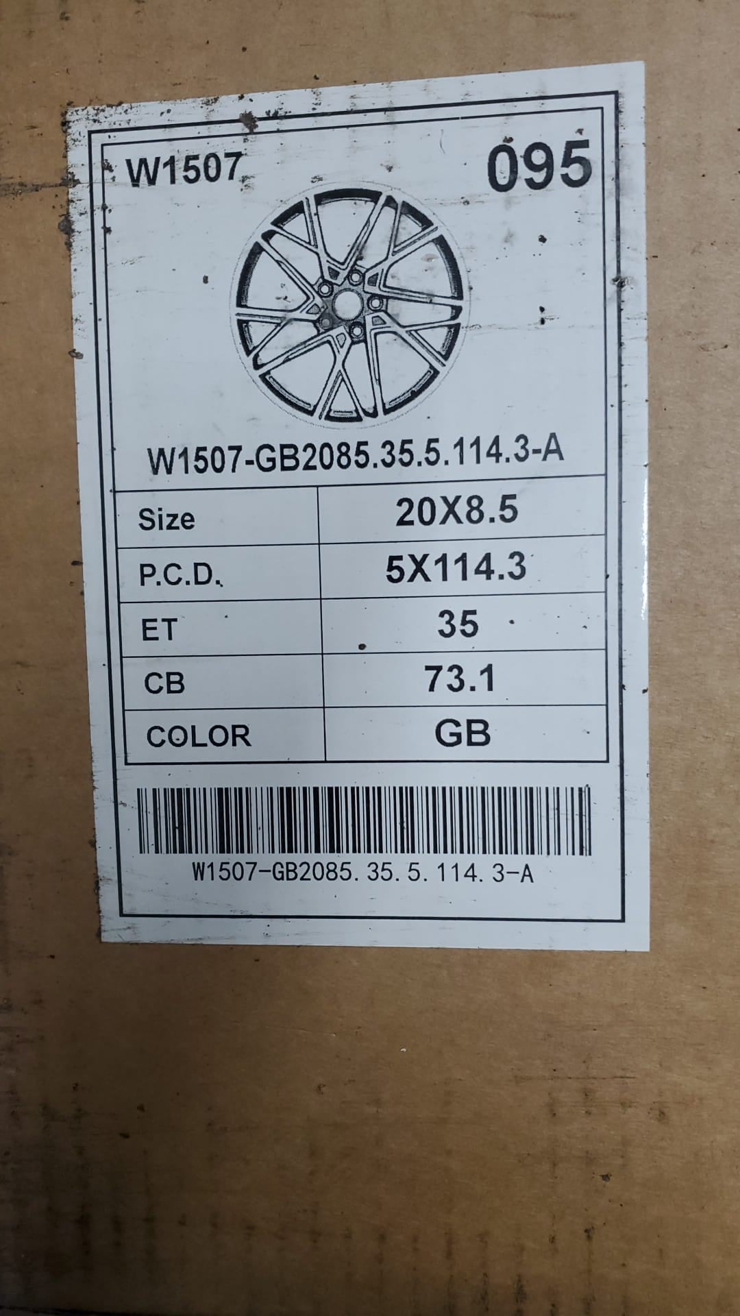 W1507 20x8.5 5x114.3 BLACK