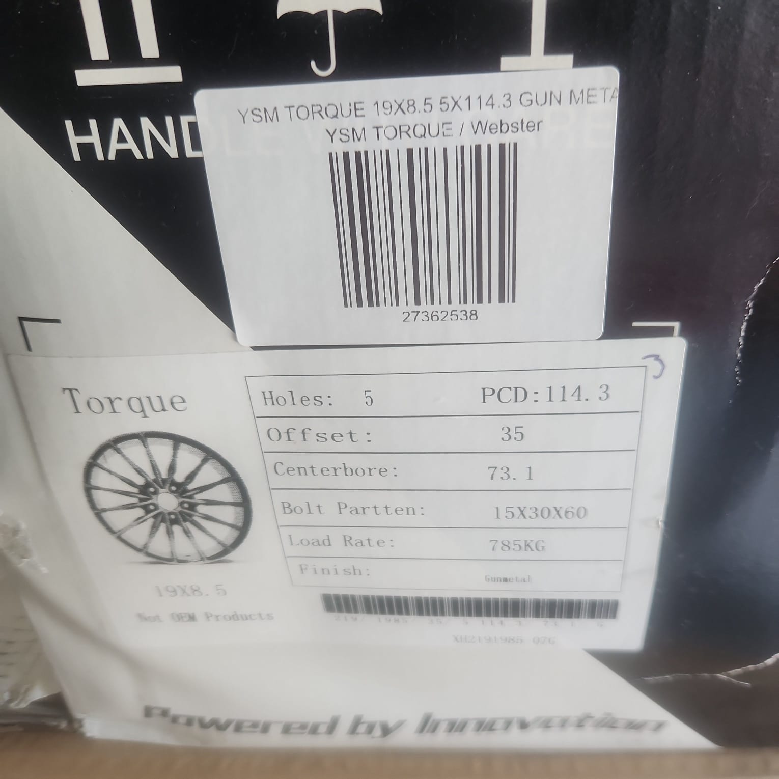 YSM TORQUE 19X8.5 5X114.3 GUN METAL