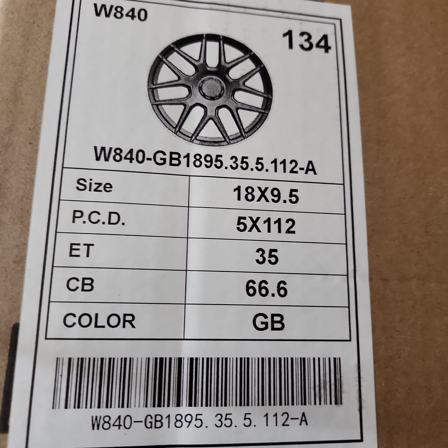 W840 WHEELS 18x9.5 5x112 GLOSS BLACK
