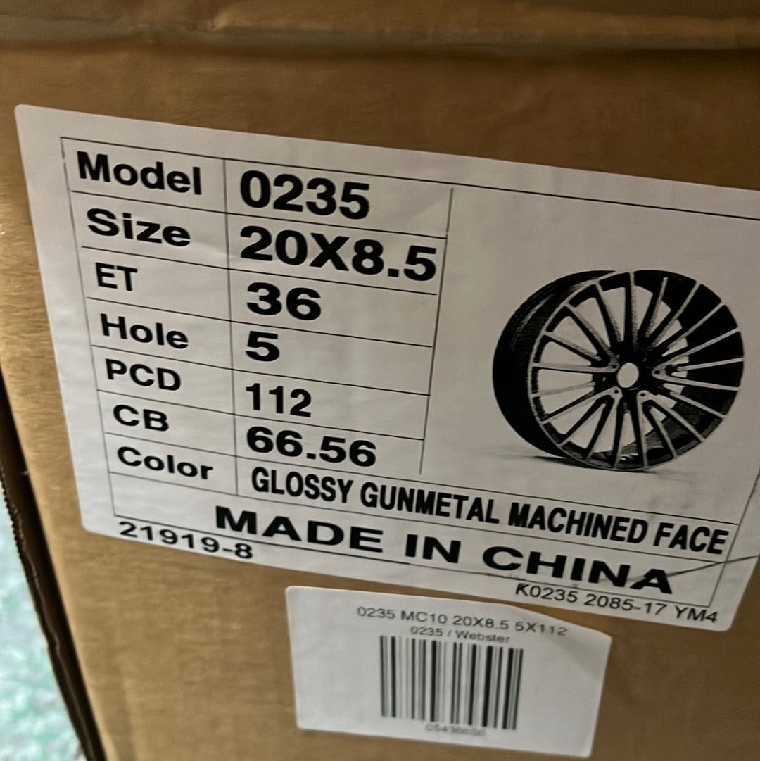 0235 MC10 20X9.5 5X112 GLOSSY GUN METAL MACHINE FACE