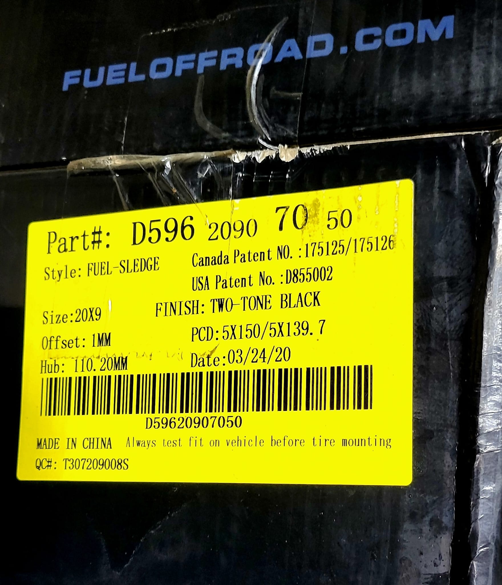 FUEL D596 20X9 5X150 5X139.7 BLACK