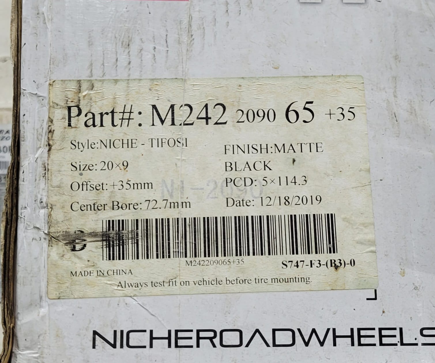 NICHE M242 20X9 5X114.3 MATTE BLACK