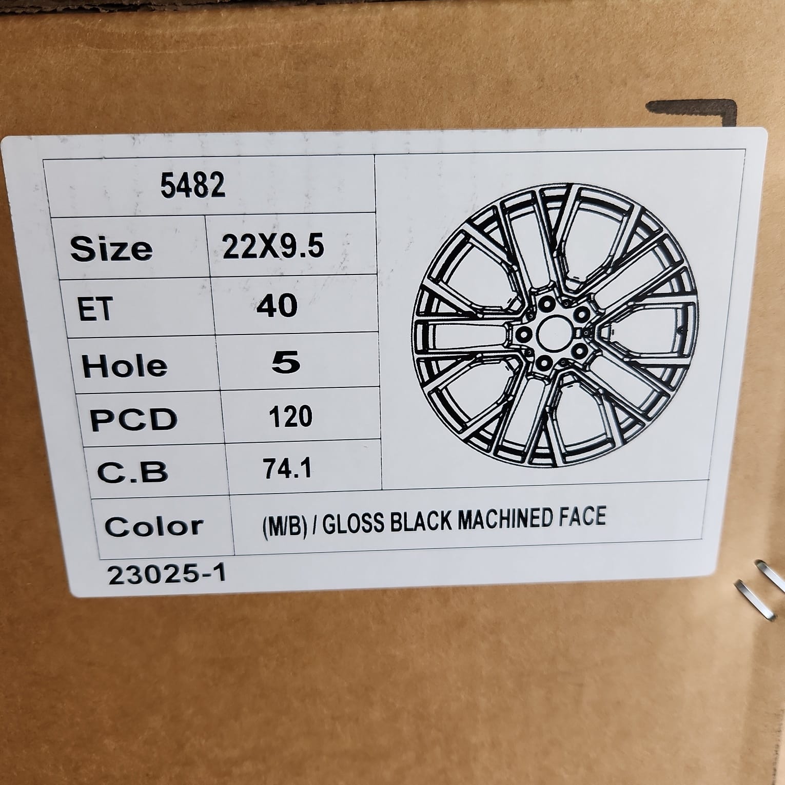 5482 RB91 22X9.5 5X120 BLACK MACHINED FACE