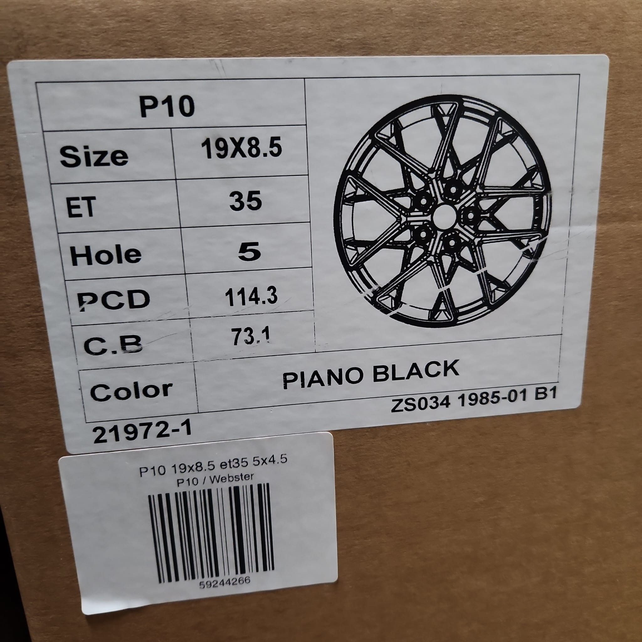 OE P10 19X8.5 5X4.5 GLOSS BLACK