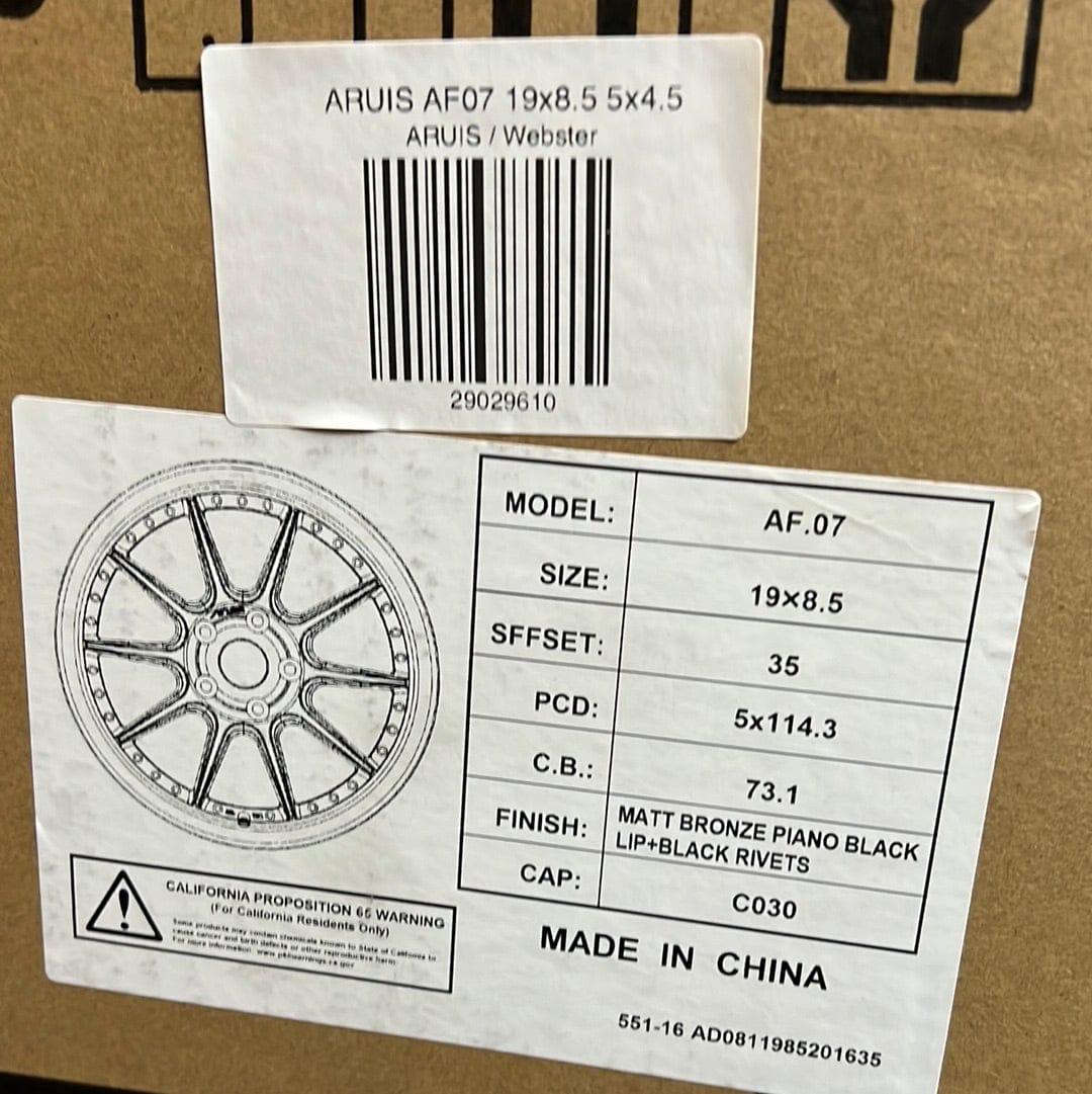 ARUIS AF07 19x8.5 5x4.5 MATTE BRONZE PIANO BLACK LIB BLACK RIVETE
