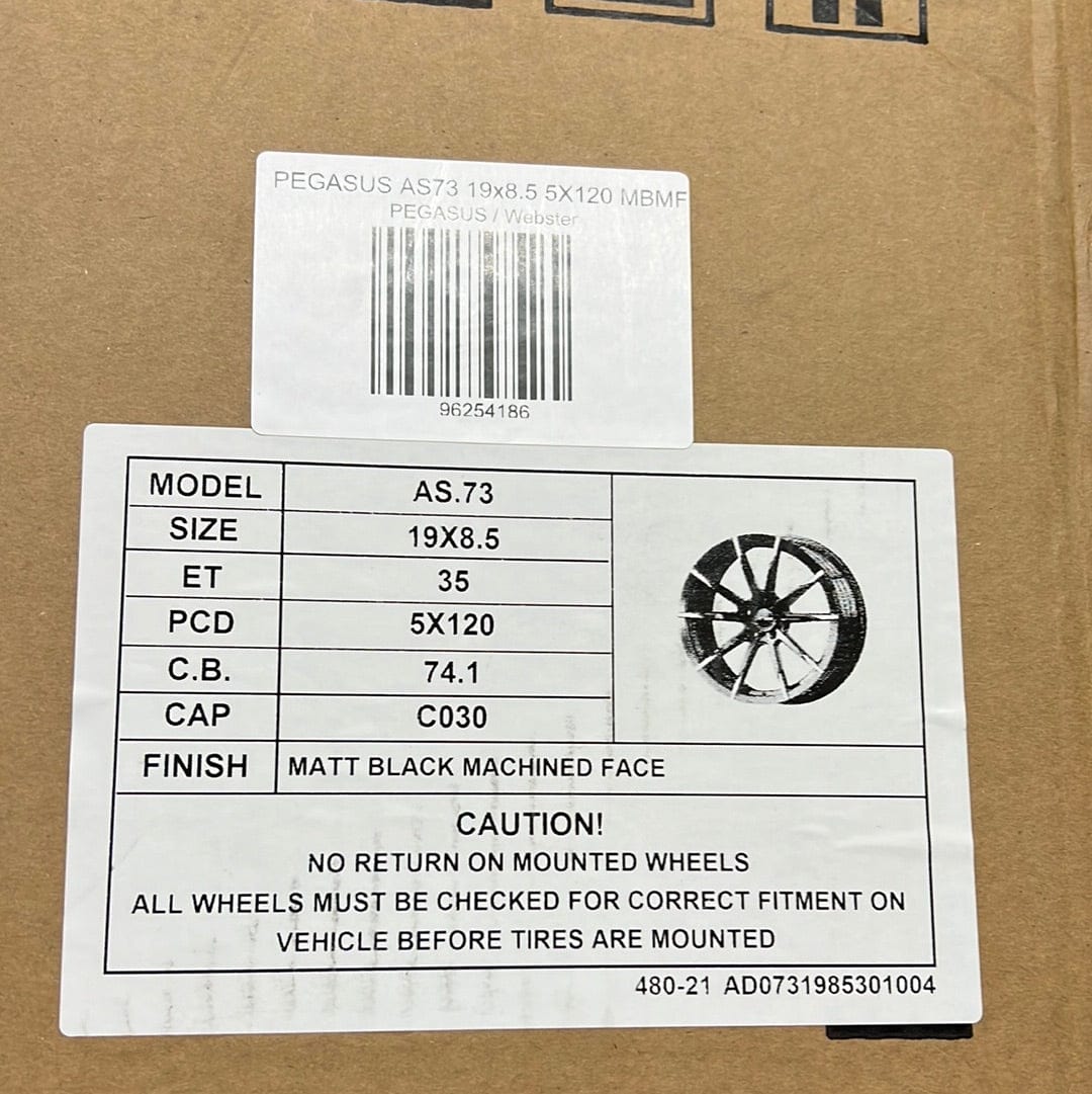 PEGASUS AS73 19x8.5 5X120 MATT BLACK MACHINED FACE