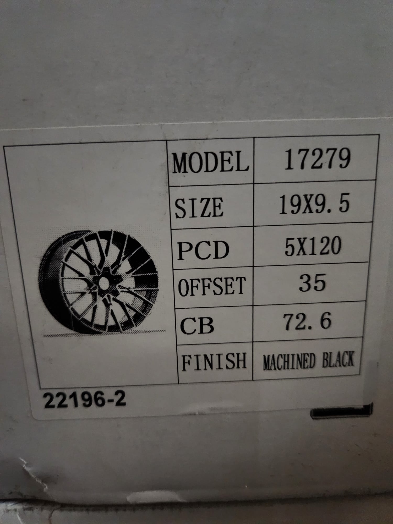 WHEELS OE22196-2 788M STYLE 19X9.5 5X120 PIANO BLACK MACHINED FACE