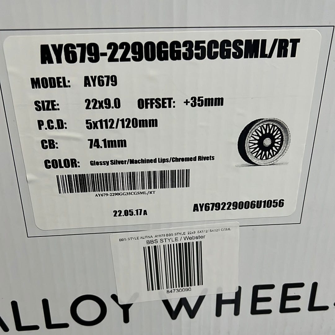 WHEELS ALFINA AY679 22x9.0 5X100 5X114.3 SILVER MACHINED
