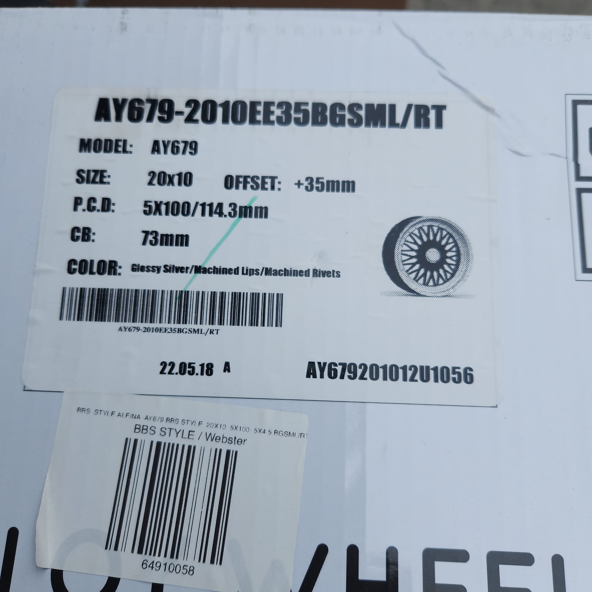 ALFINA AY679 20X10 5X100- 5X4.5 BGSML/RT