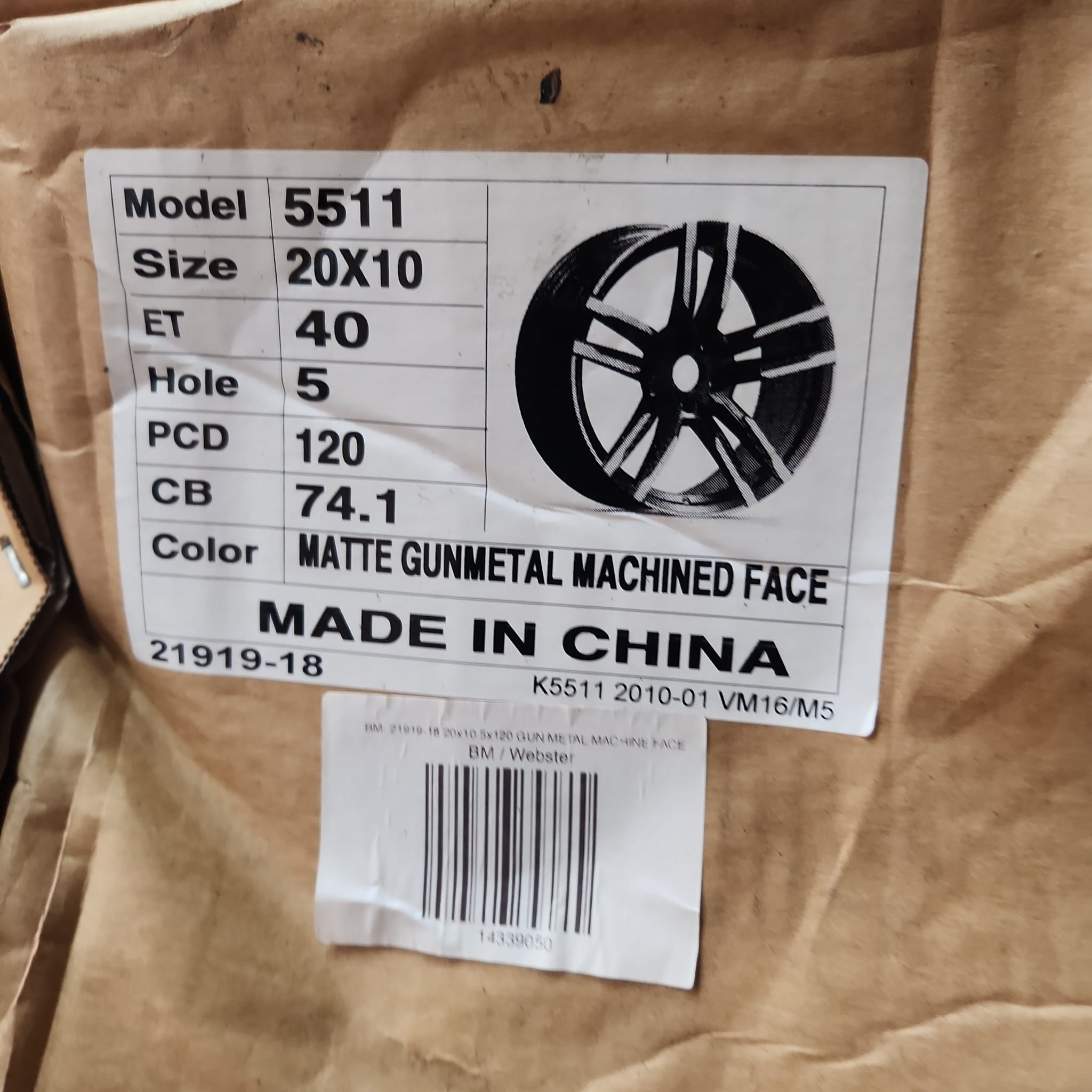 OE-5511 20X10 5X120 MATTE GUN METAL MACHINE FACE