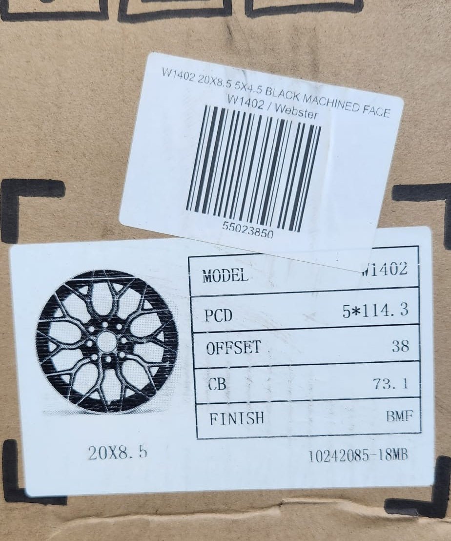 W1402 20X8.5 5X4.5 BLACK MACHINED FACE