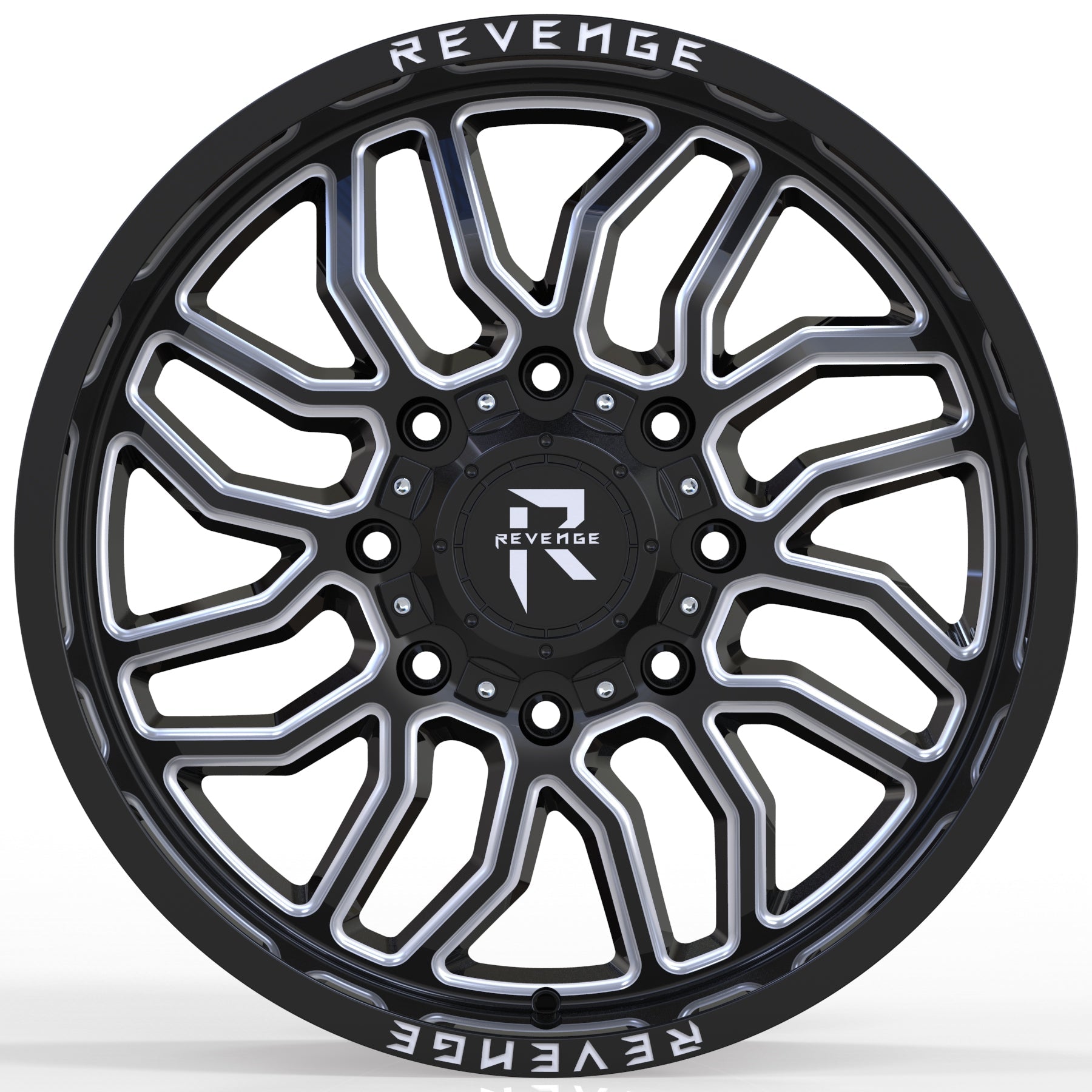 REVENGE RV-201 20X10 5X127 5X139.7 GLOSS BLACK WITH DOTS