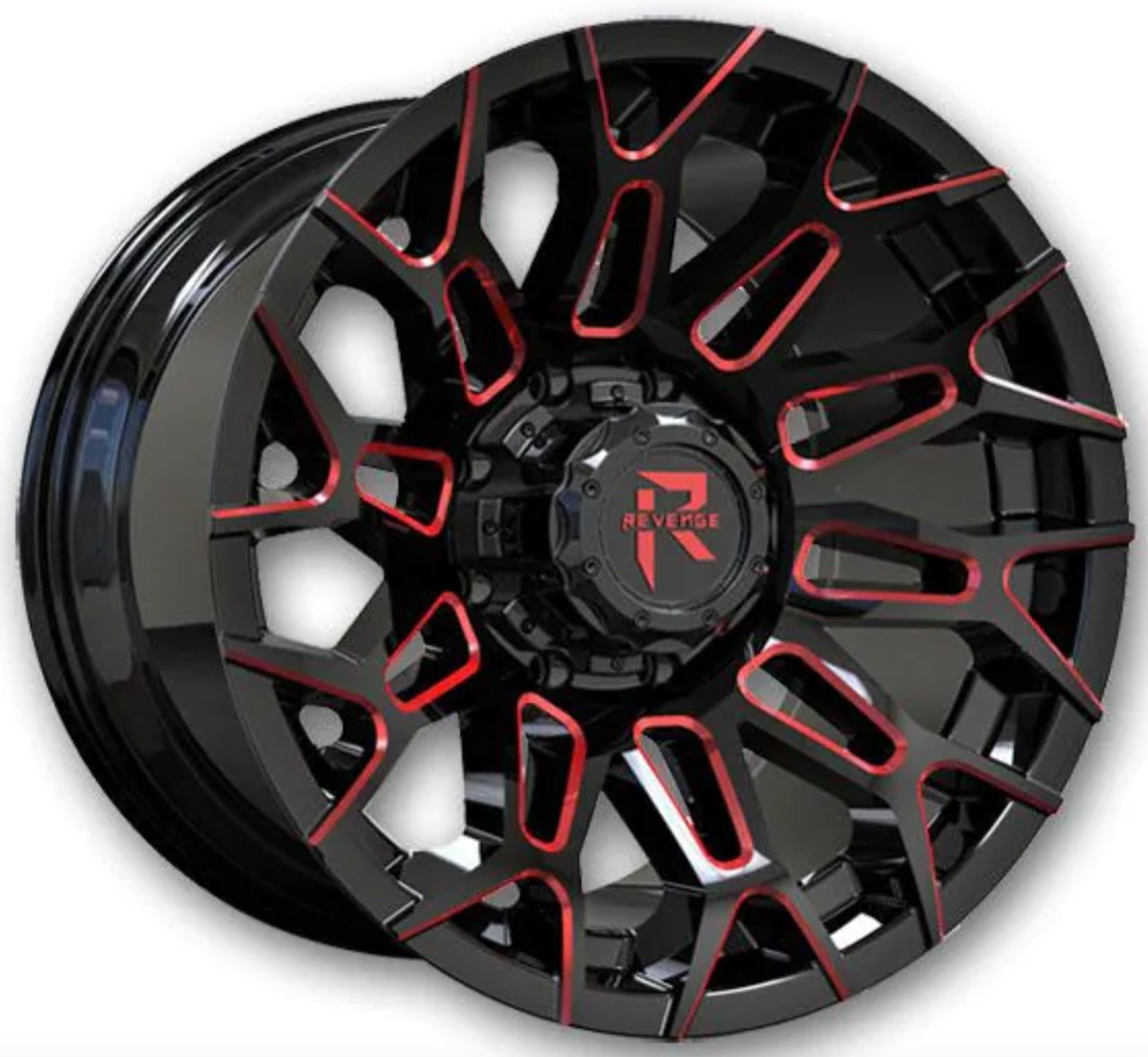 REVENGE RV-203 20X10 5X127 5X139.7 BLACK AND RED MILLED