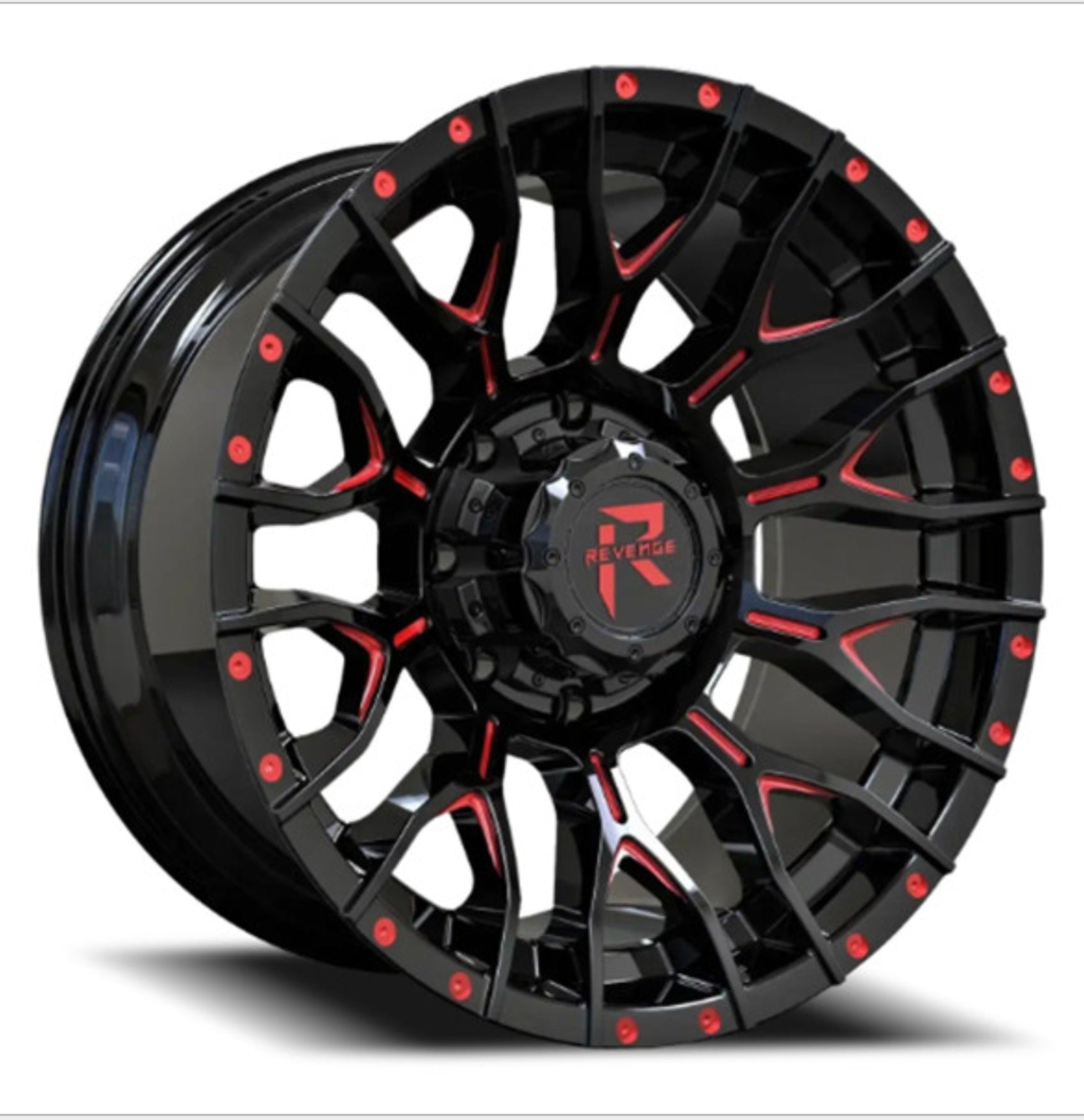 REVENGE RV-201 20X10 8X165.1 BLACK AND RED MILLE