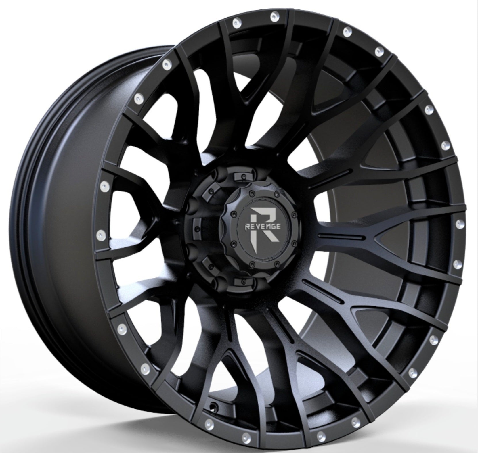 REVENGE RV-201 20X10 5x150 5x139.7 SATIN BLACK WITH DOTS