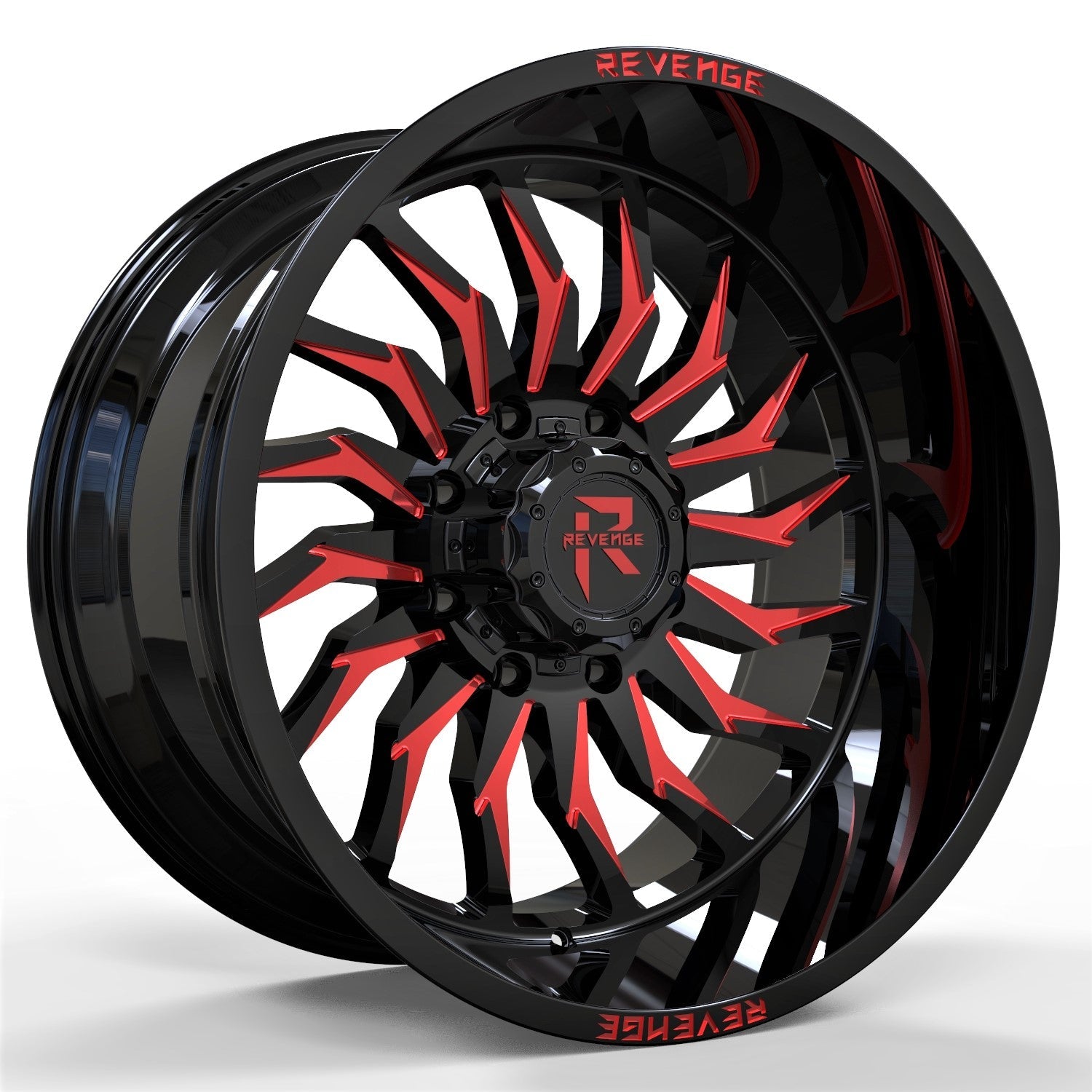 REVENGE RV-204 20X10 5X127 / 5X139.7 BLACK AND RED MILLED