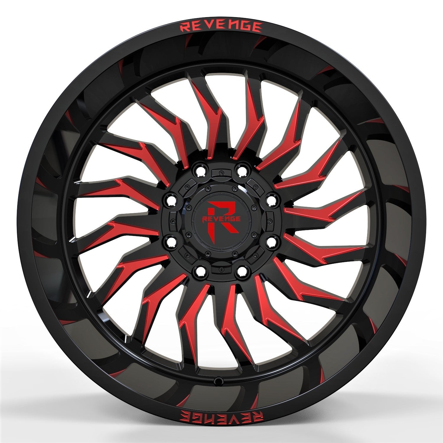 REVENGE RV-204 20X10 5X127 / 5X139.7 BLACK AND RED MILLED