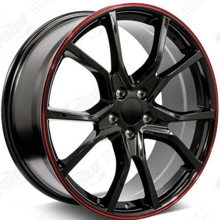 W314 1418 Black with Red Lip 18x8.0 ET41 5x114.3 CB64.1