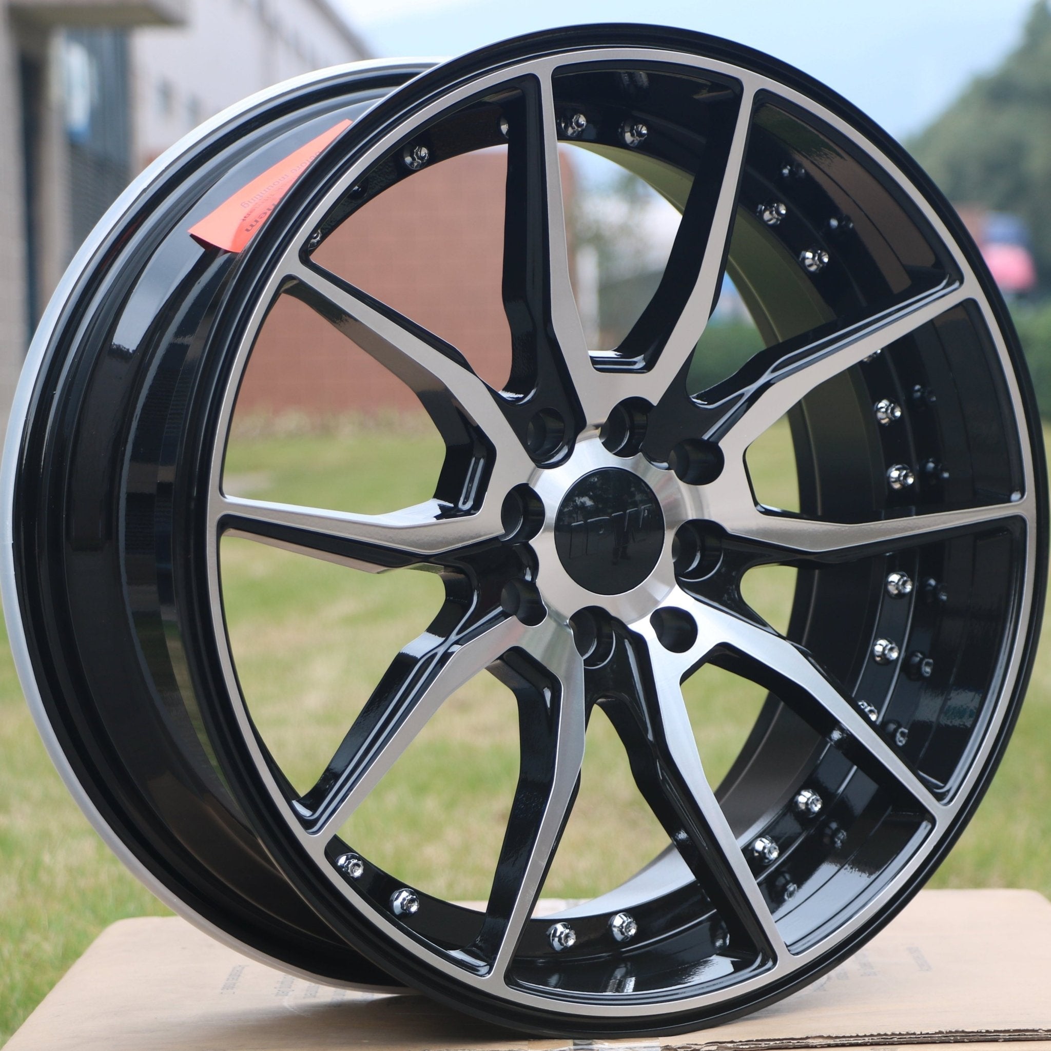 W512 1646 Black Machined Face Silver Rivet 20*8.5 ET35 5x114.3 CB73.1