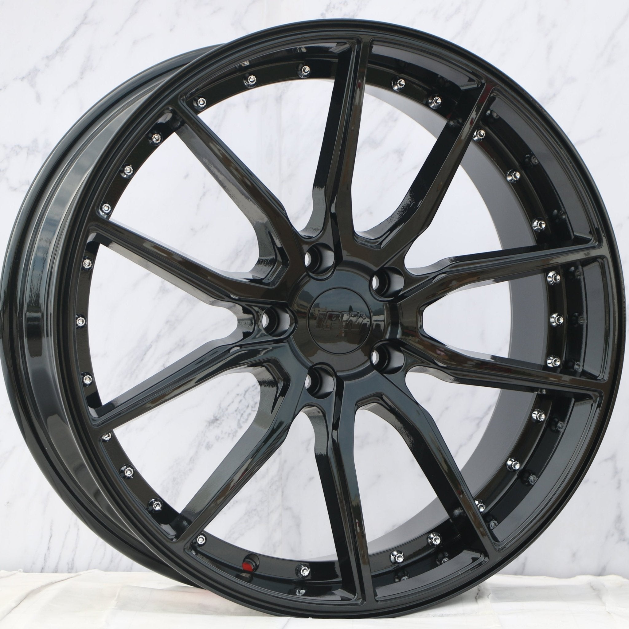 W512 1646 Gloss Black Silver Rivet 20*8.5 ET35 5x120 CB72.56